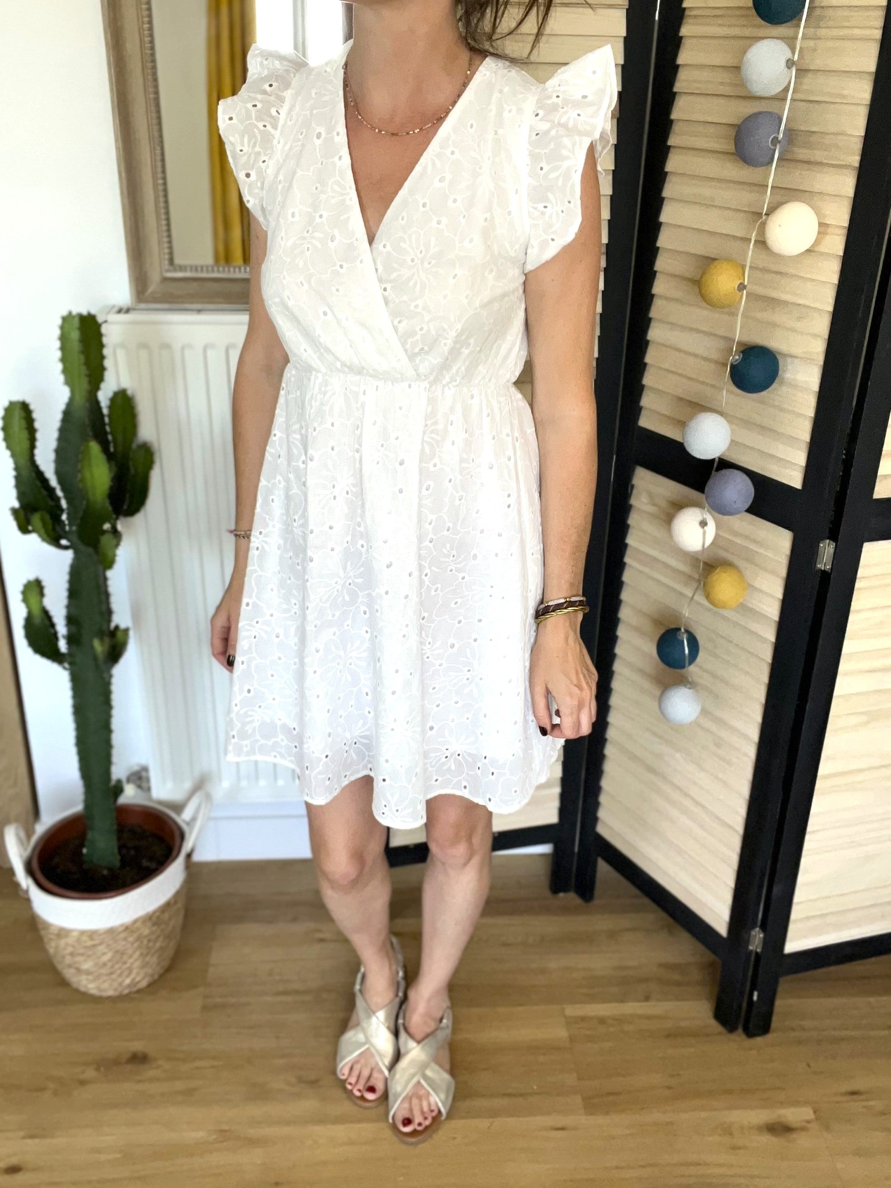 Robe blanche en broderie anglaise Mariette - Neuve