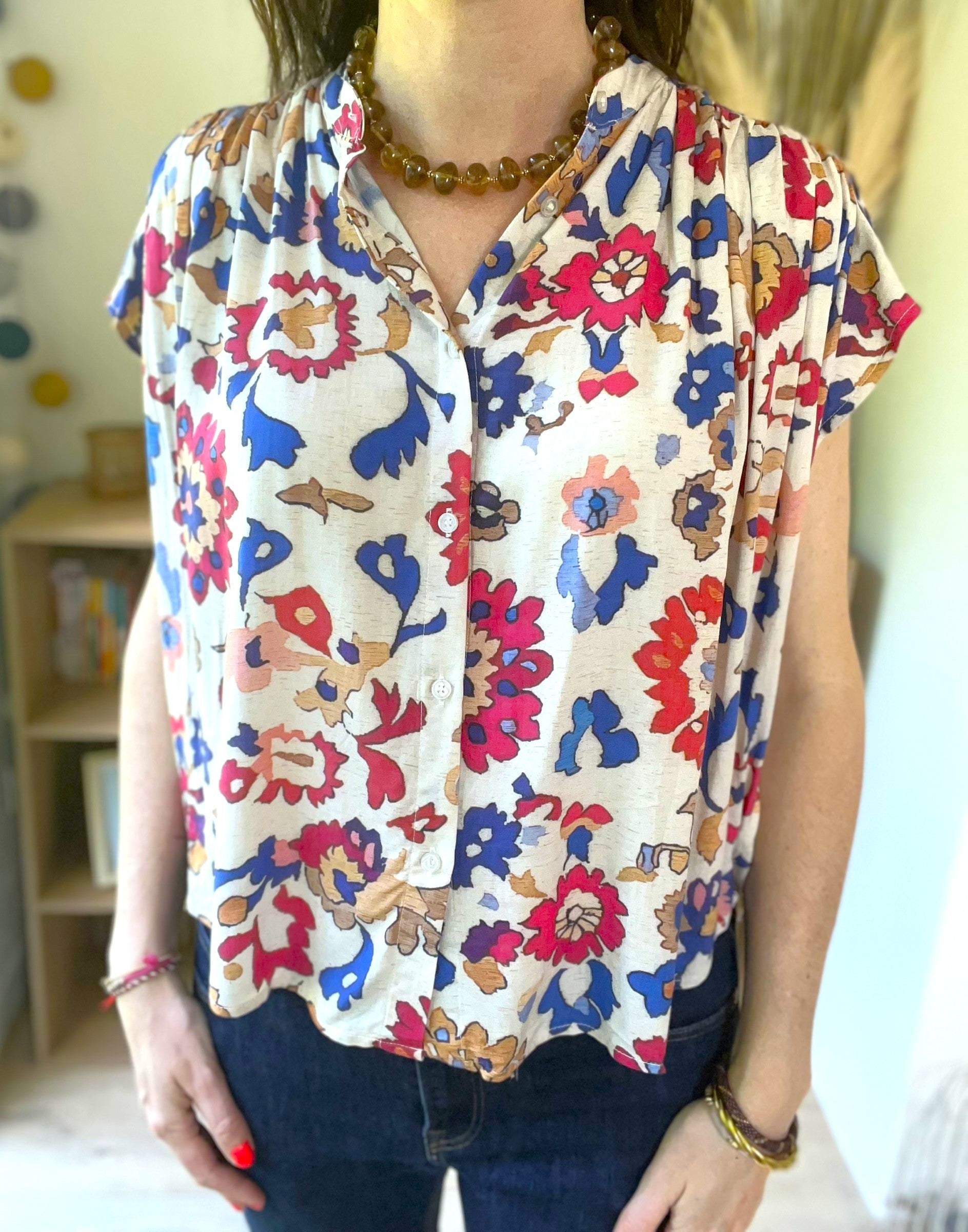 Blouse fluide et fleurie boutonnée THE KORNER - Neuve