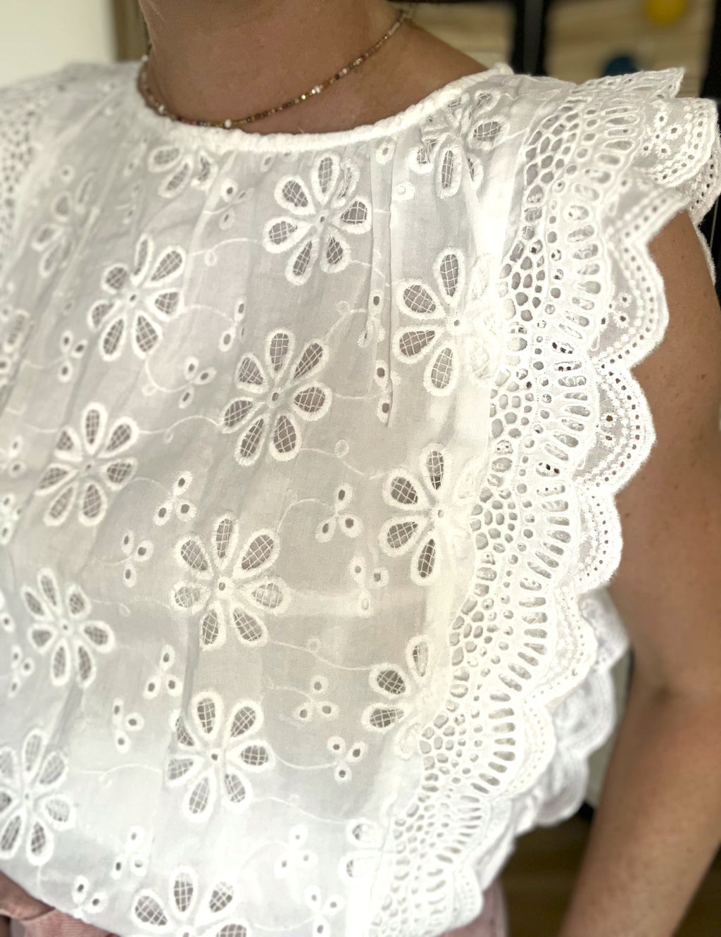 Blouse blanche brodée SEE U SOON - Neuve