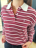 Polo rayé femme bordeaux et rose FRNCH – Neuf