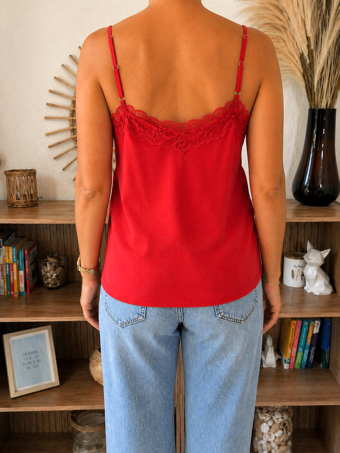 Top fluide à dentelle bretelles réglables - taille L - VERO MODA - Seconde main