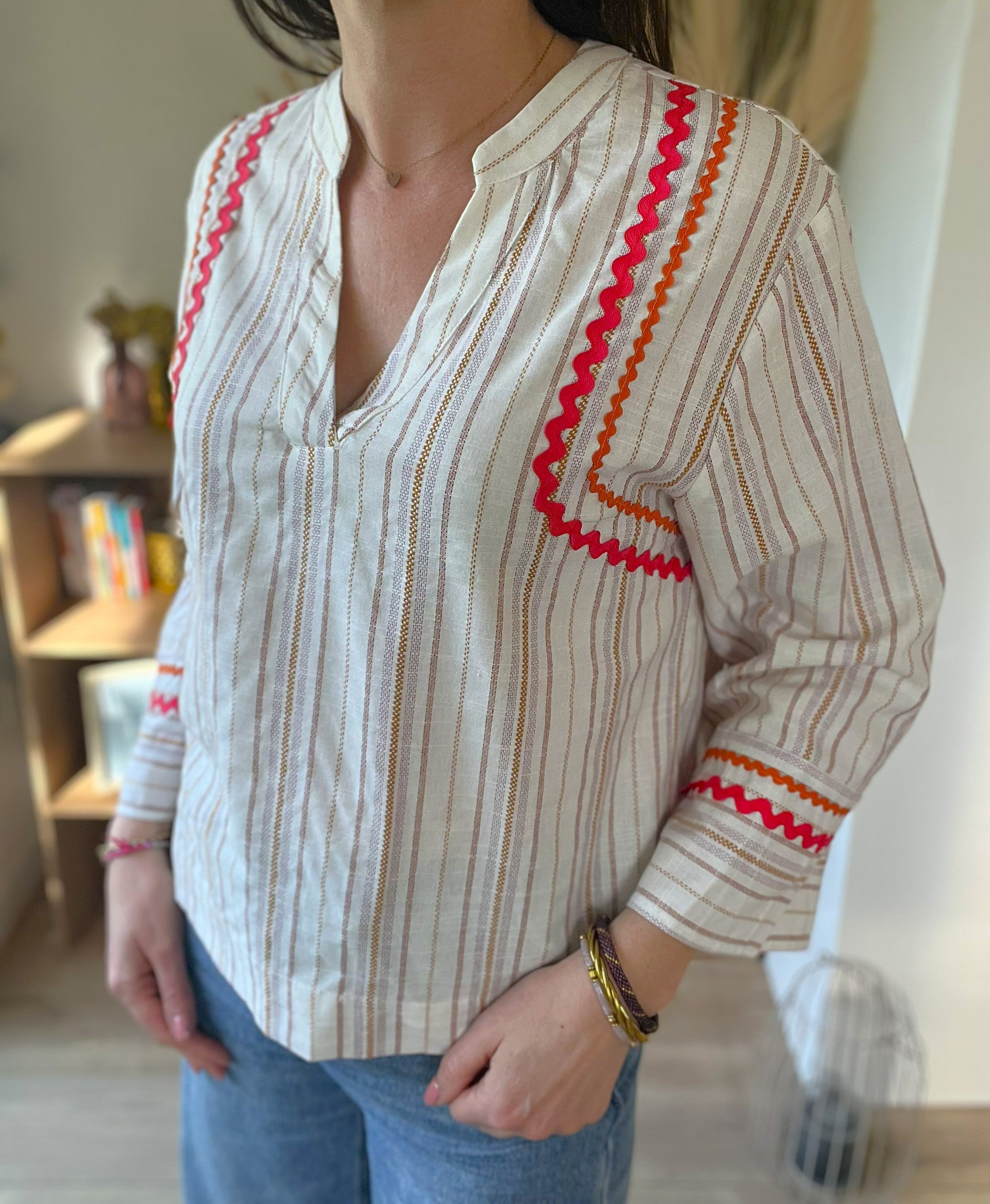 Blouse rayée multicolore Daphné - Neuve