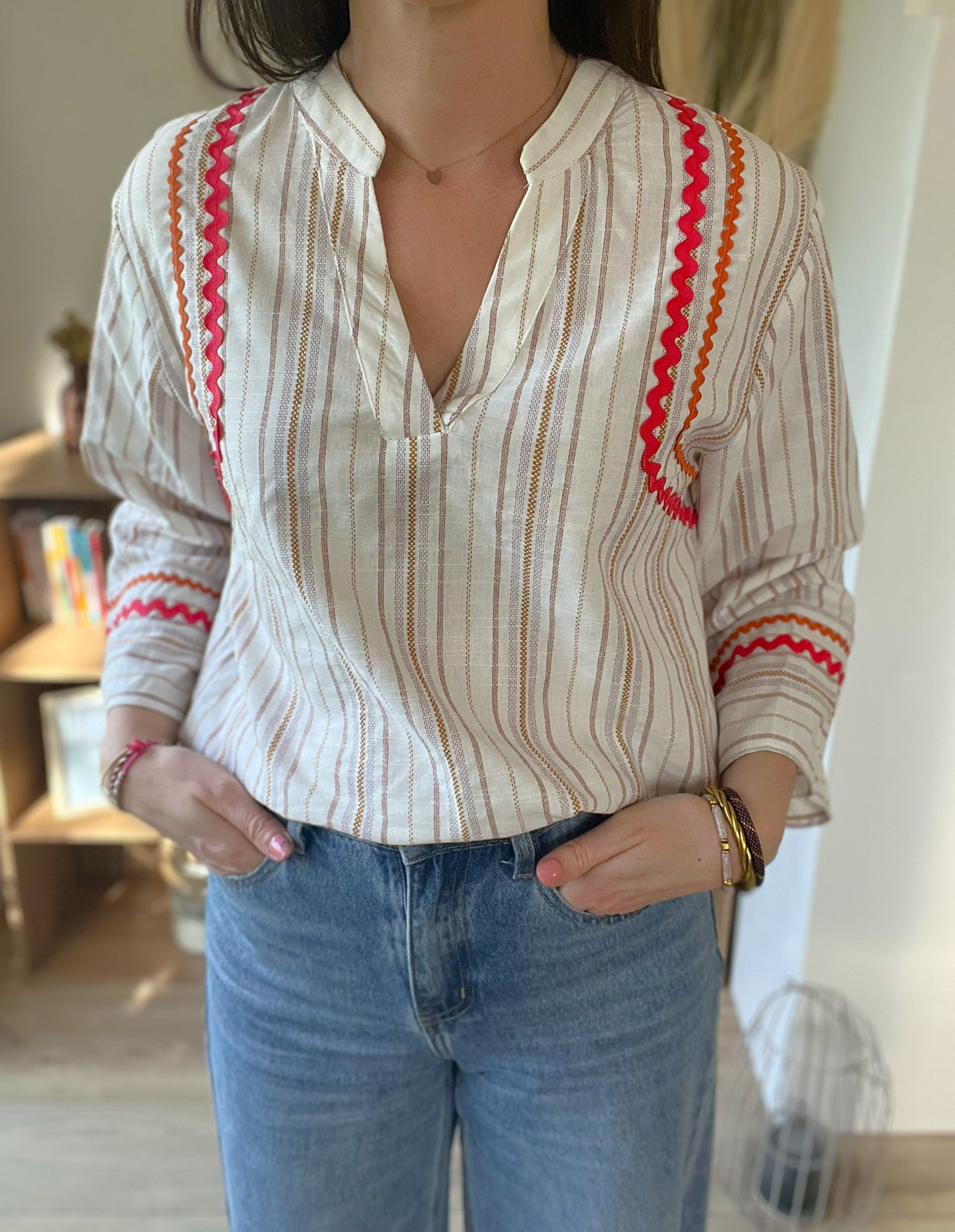 Blouse rayée multicolore Daphné - Neuve