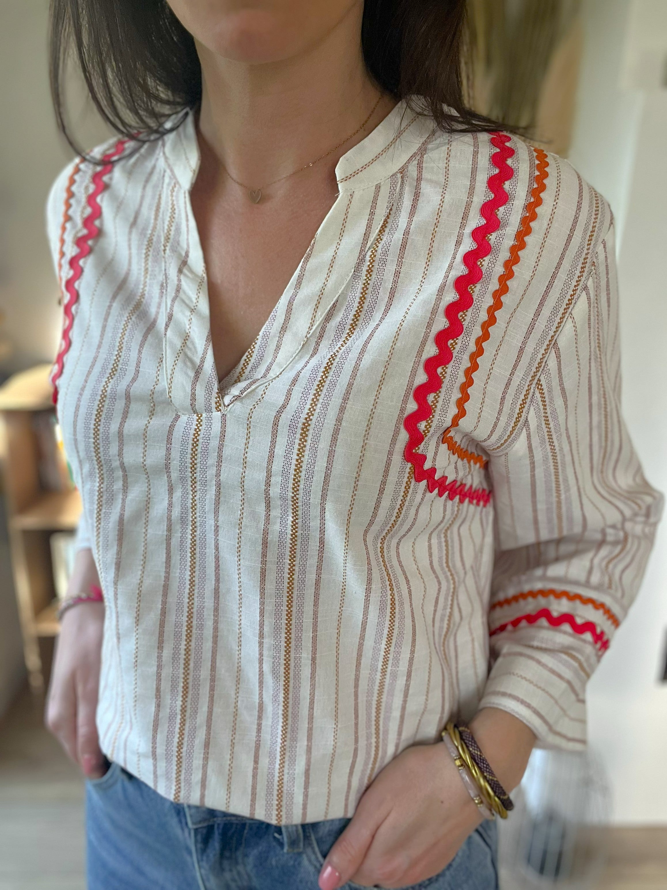 Blouse rayée multicolore Daphné - Neuve