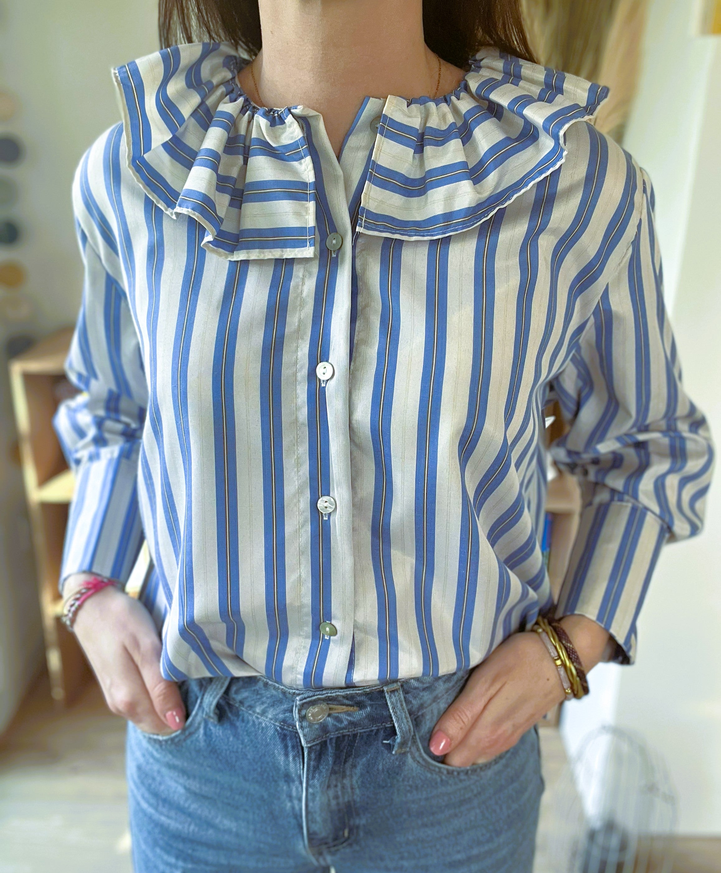 Blouse rayée col arlequin Sophie - Neuve