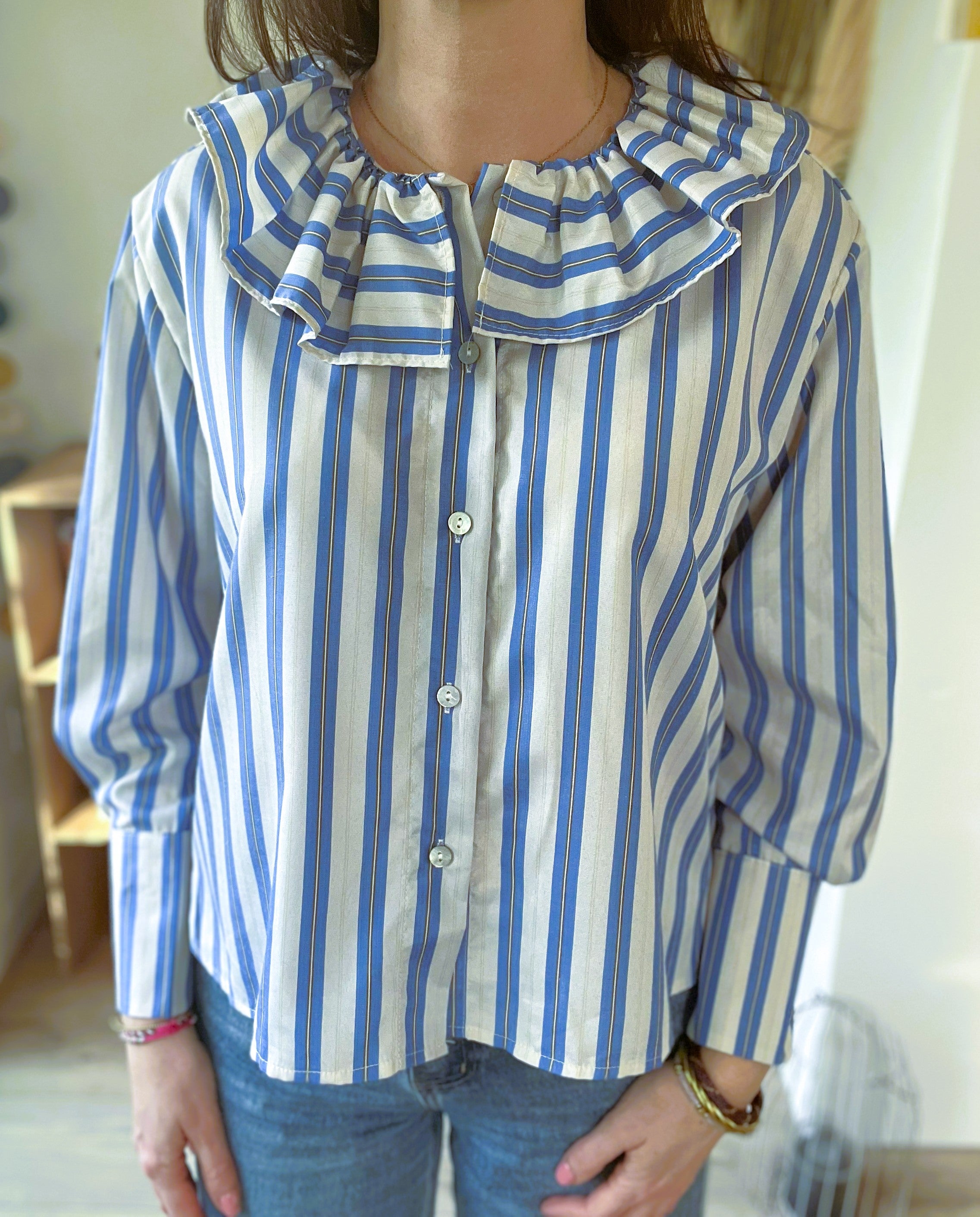 Blouse rayée col arlequin Sophie - Neuve