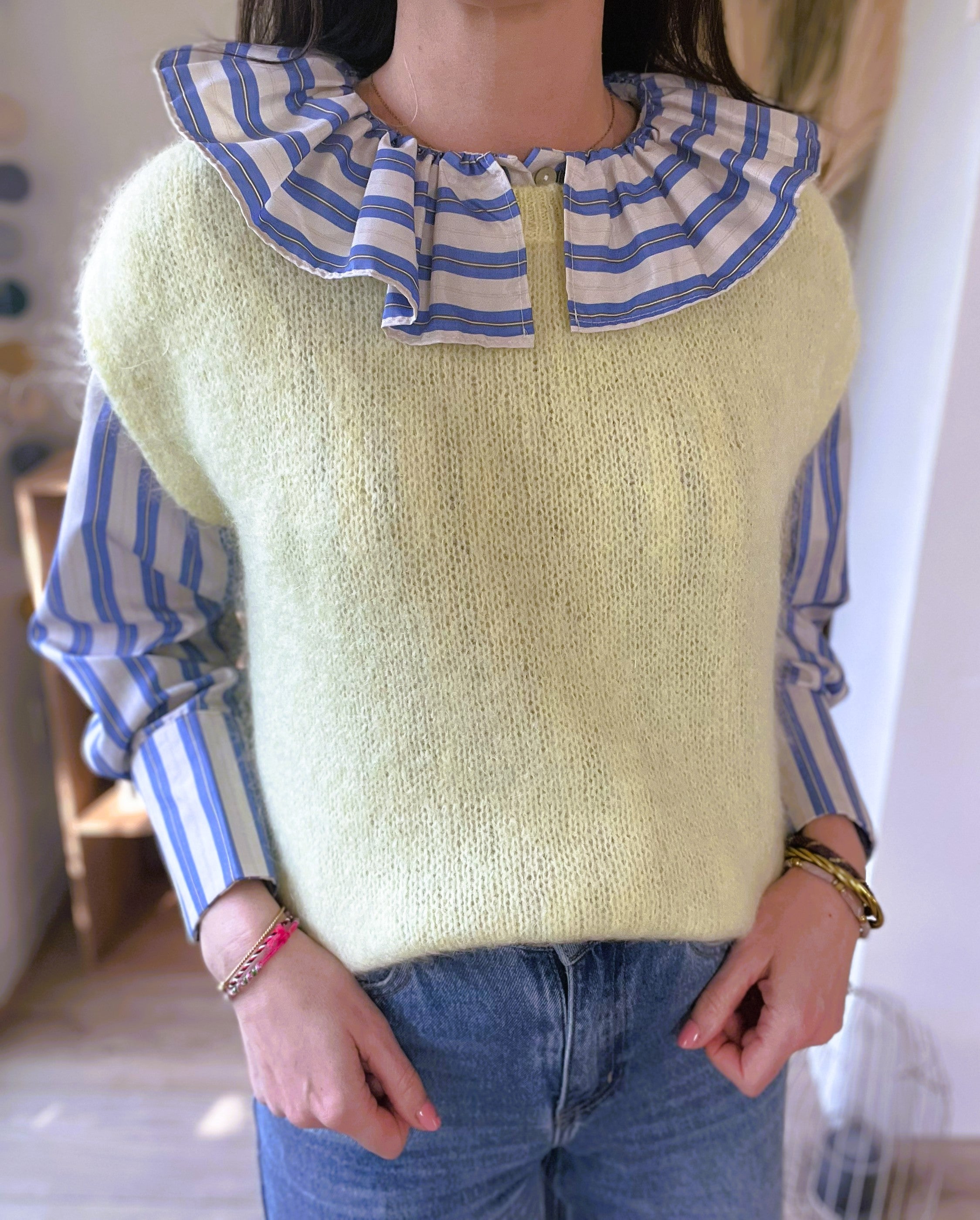 Blouse rayée col arlequin Sophie - Neuve