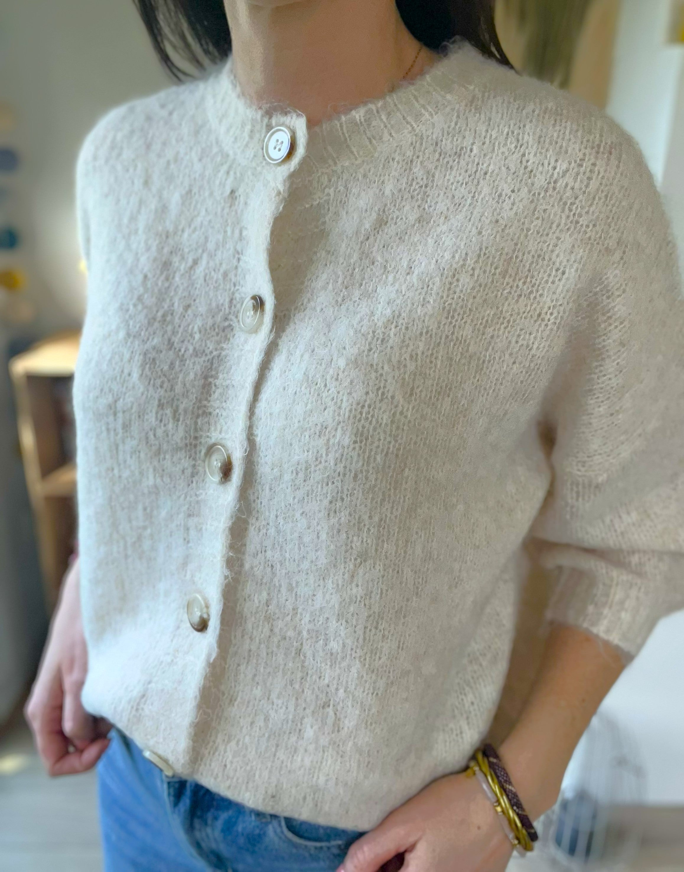 Cardigan manches 3/4 écru Juliette - Neuf