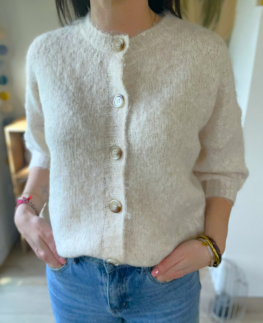 Cardigan manches 3/4 écru Juliette - Neuf