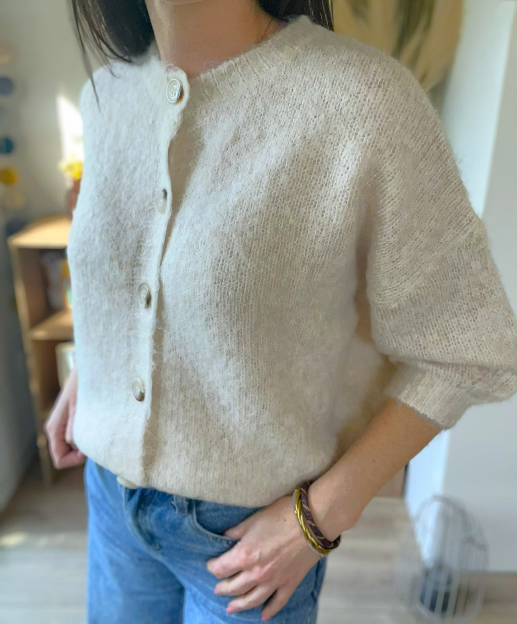 Cardigan manches 3/4 écru Juliette - Neuf