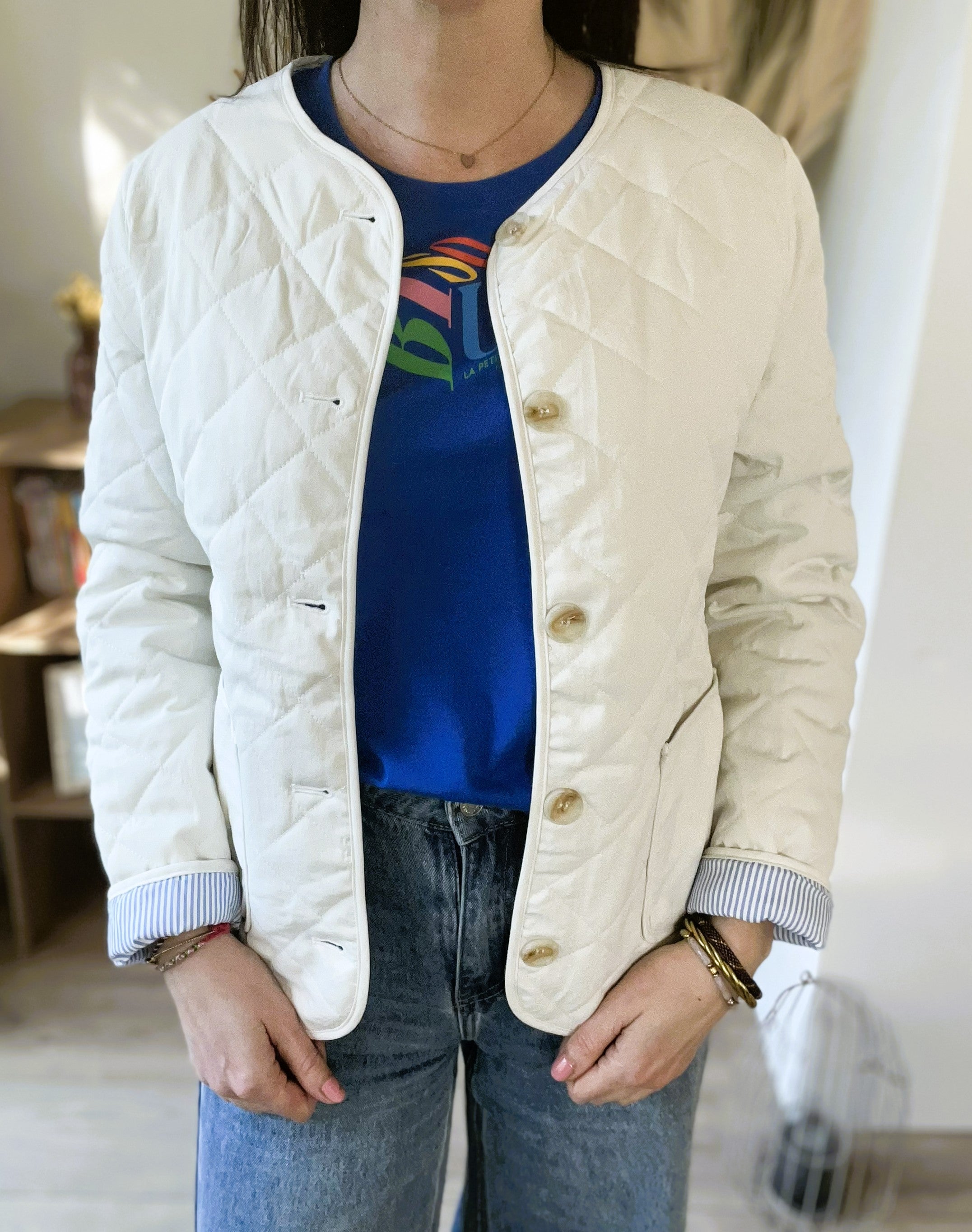 Veste matelassée écru Carla - Neuve