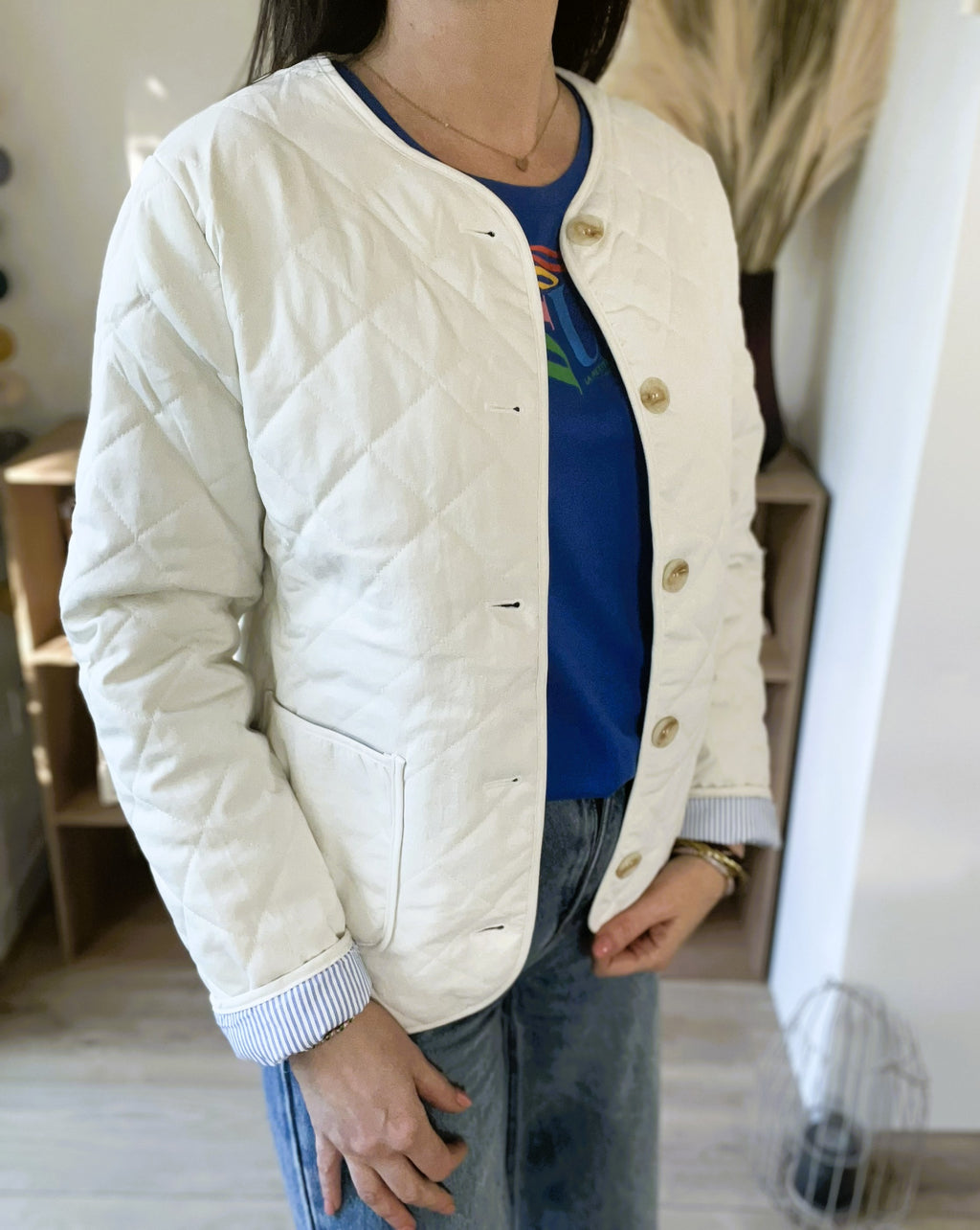 Veste matelassée écru Carla - Neuve