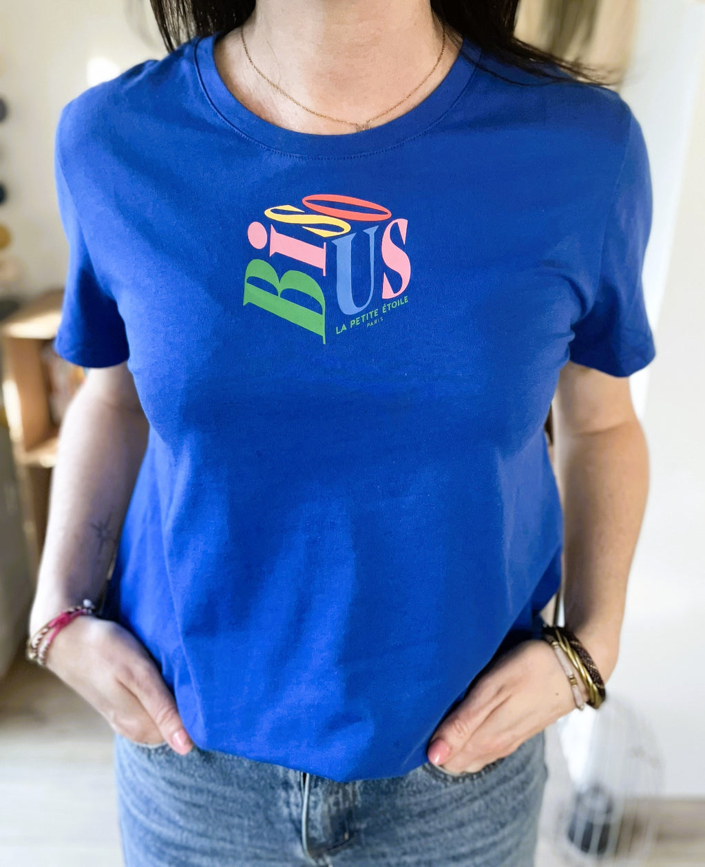 T-shirt manches courtes bleu LA PETITE ETOILE taille 1 – Seconde main