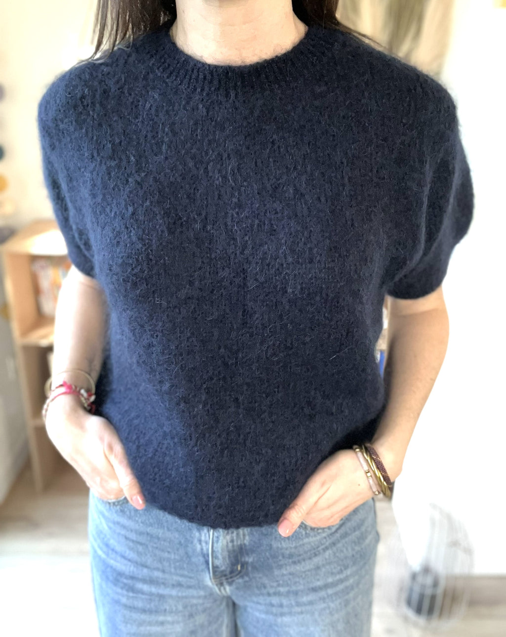 Pull manches courtes marine Gabriel - Neuf