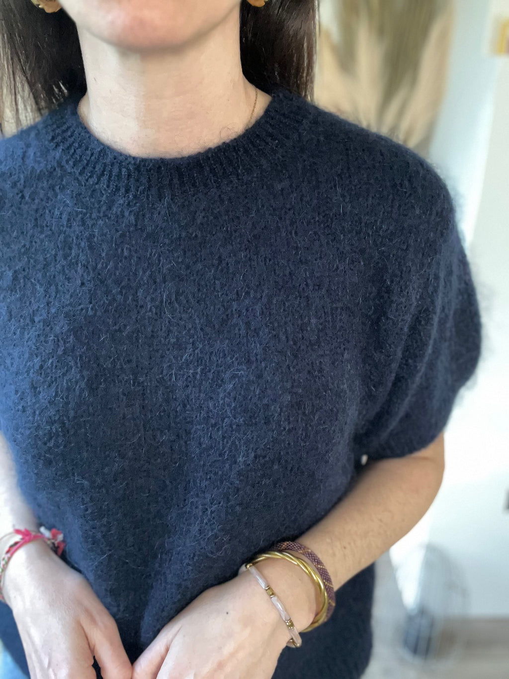 Pull manches courtes marine Gabriel - Neuf