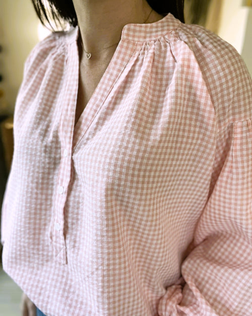 Blouse vichy rose Stella - Neuve