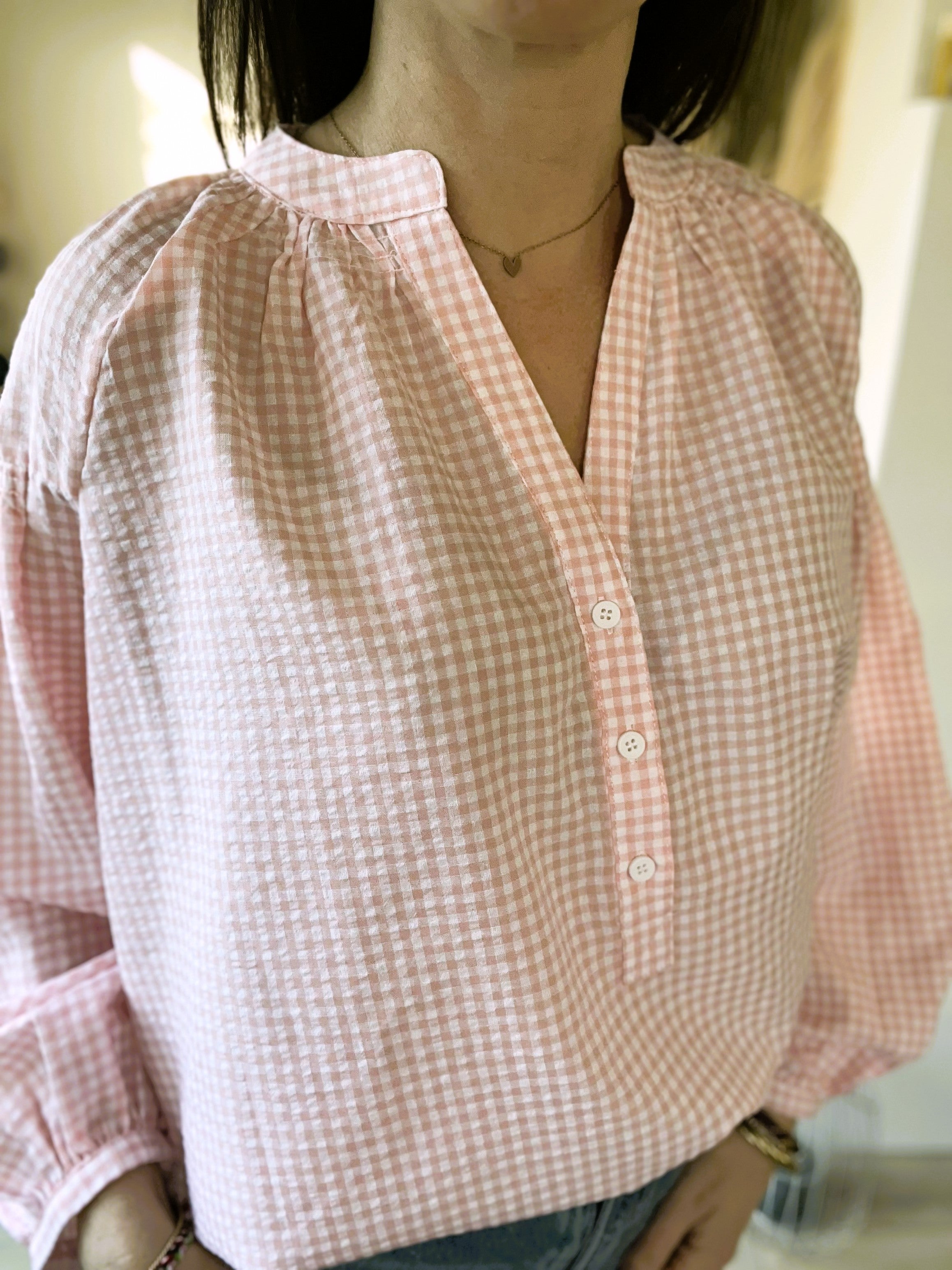 Blouse vichy rose Stella - Neuve