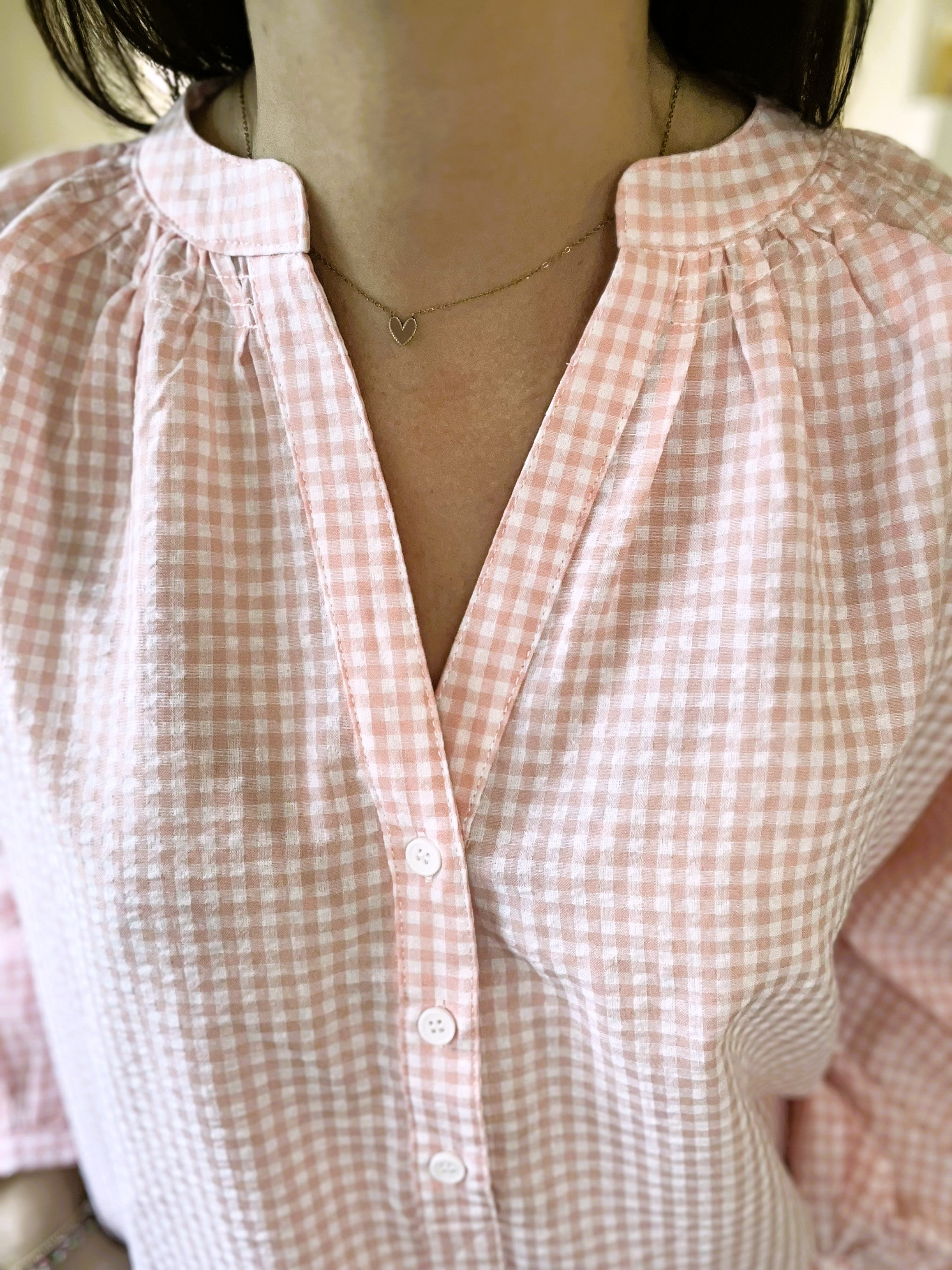 Blouse vichy rose Stella - Neuve