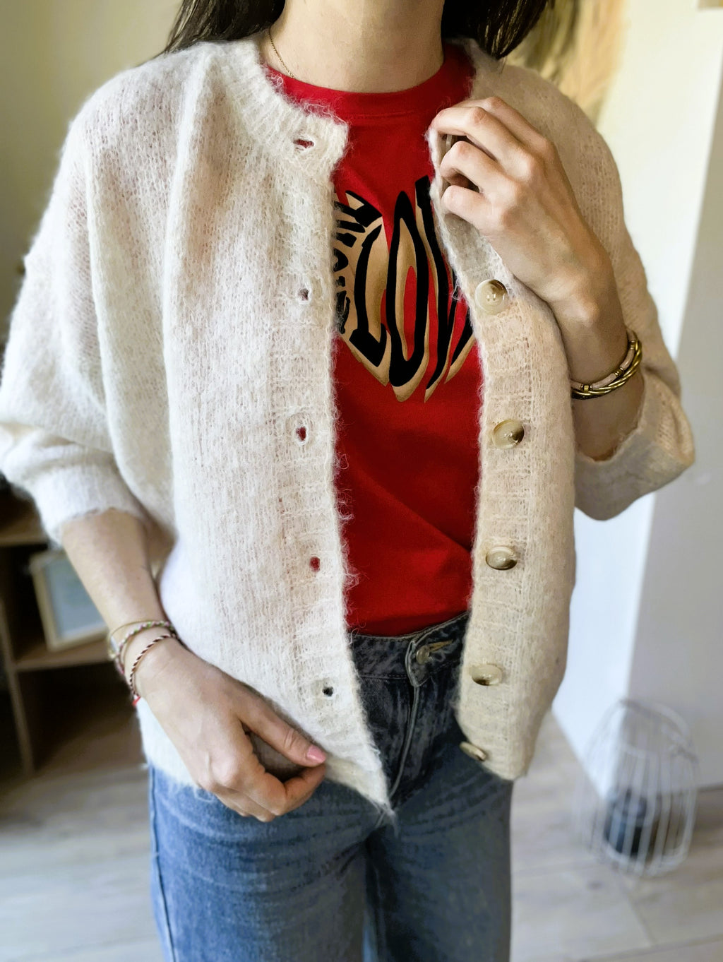 Cardigan manches 3/4 écru Juliette - Neuf