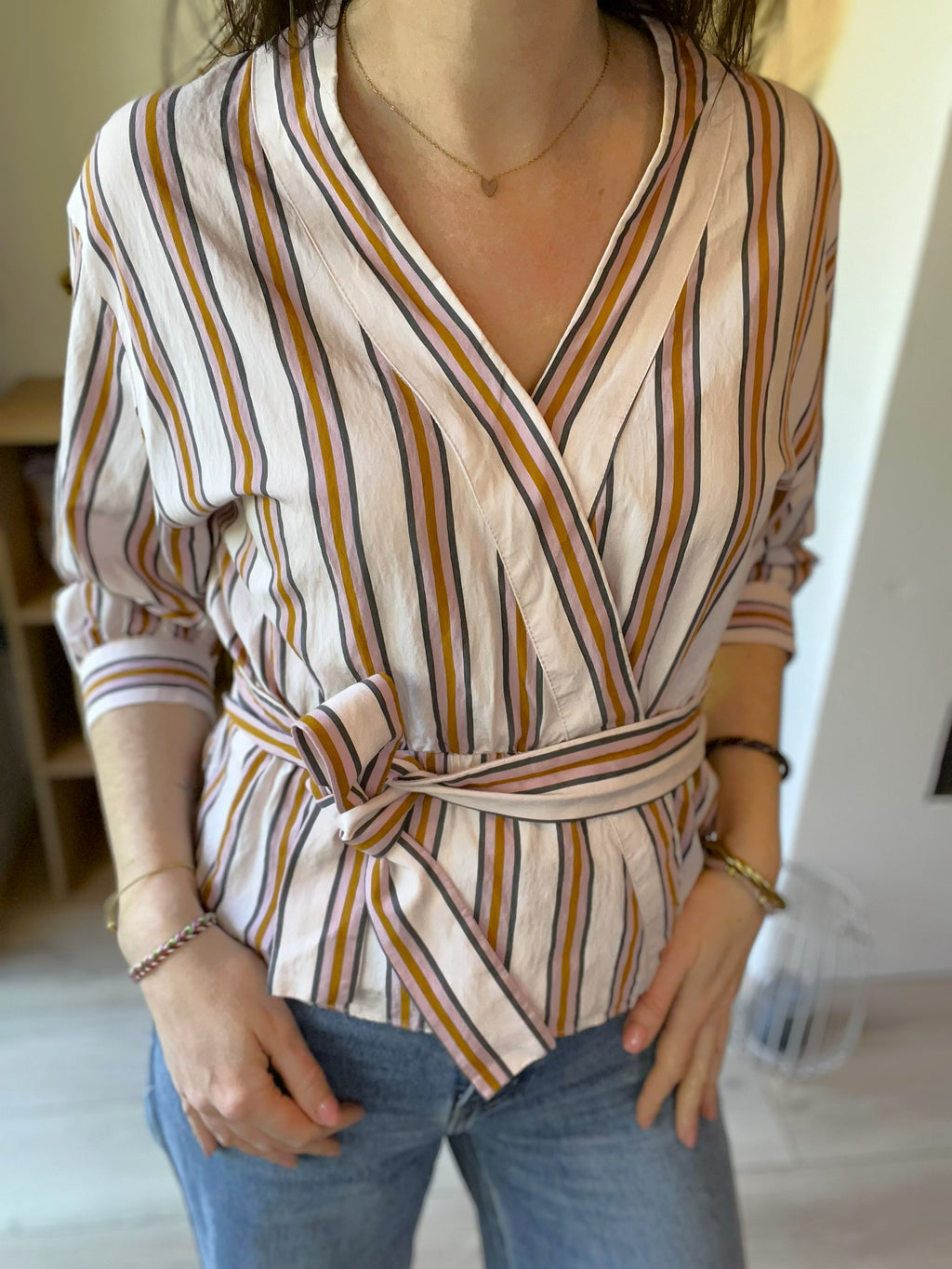 Blouse rayée rose camel et ecru BA&SH taille 1 - Seconde main