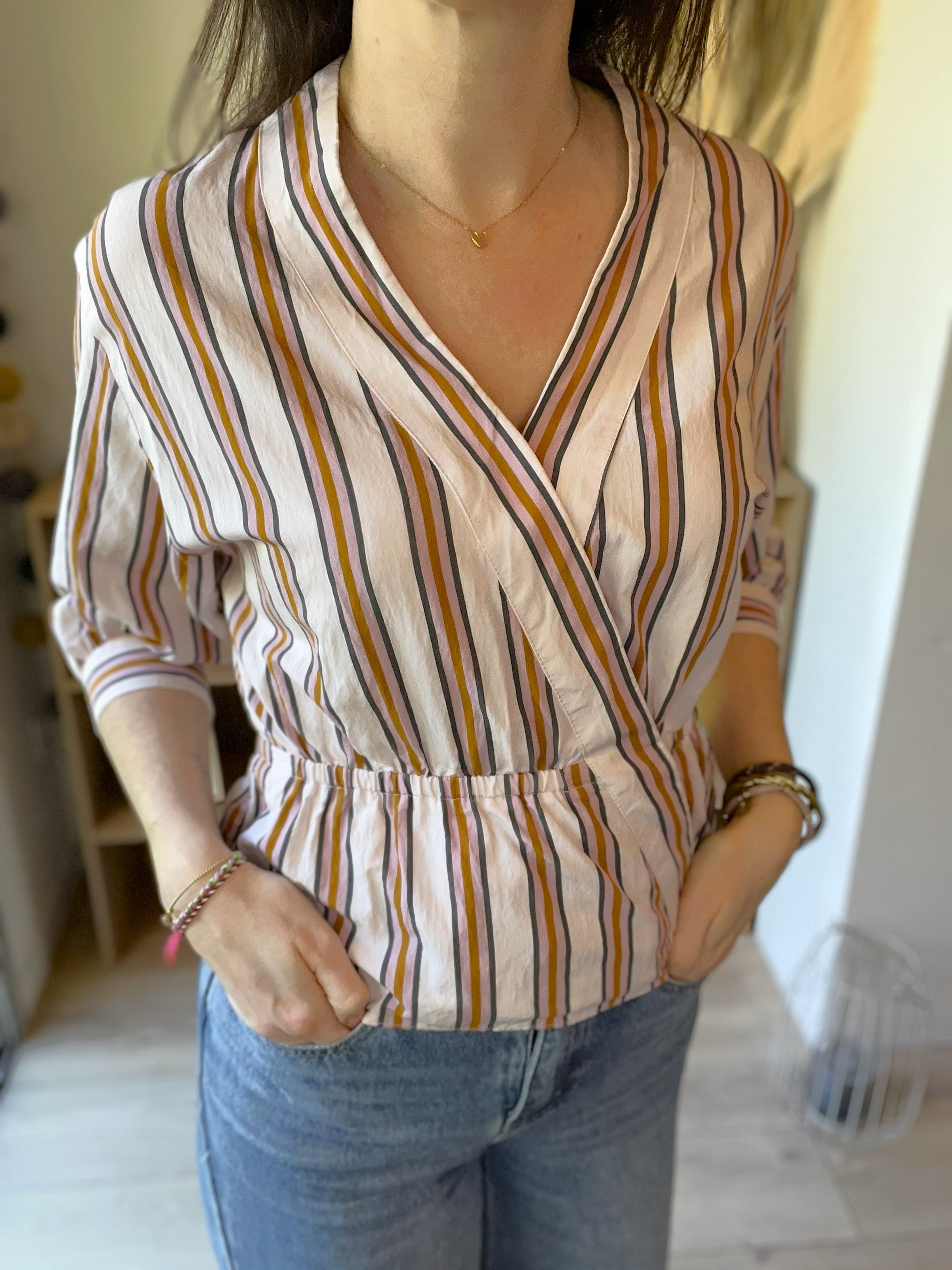 Blouse rayée rose camel et ecru BA&SH taille 1 - Seconde main