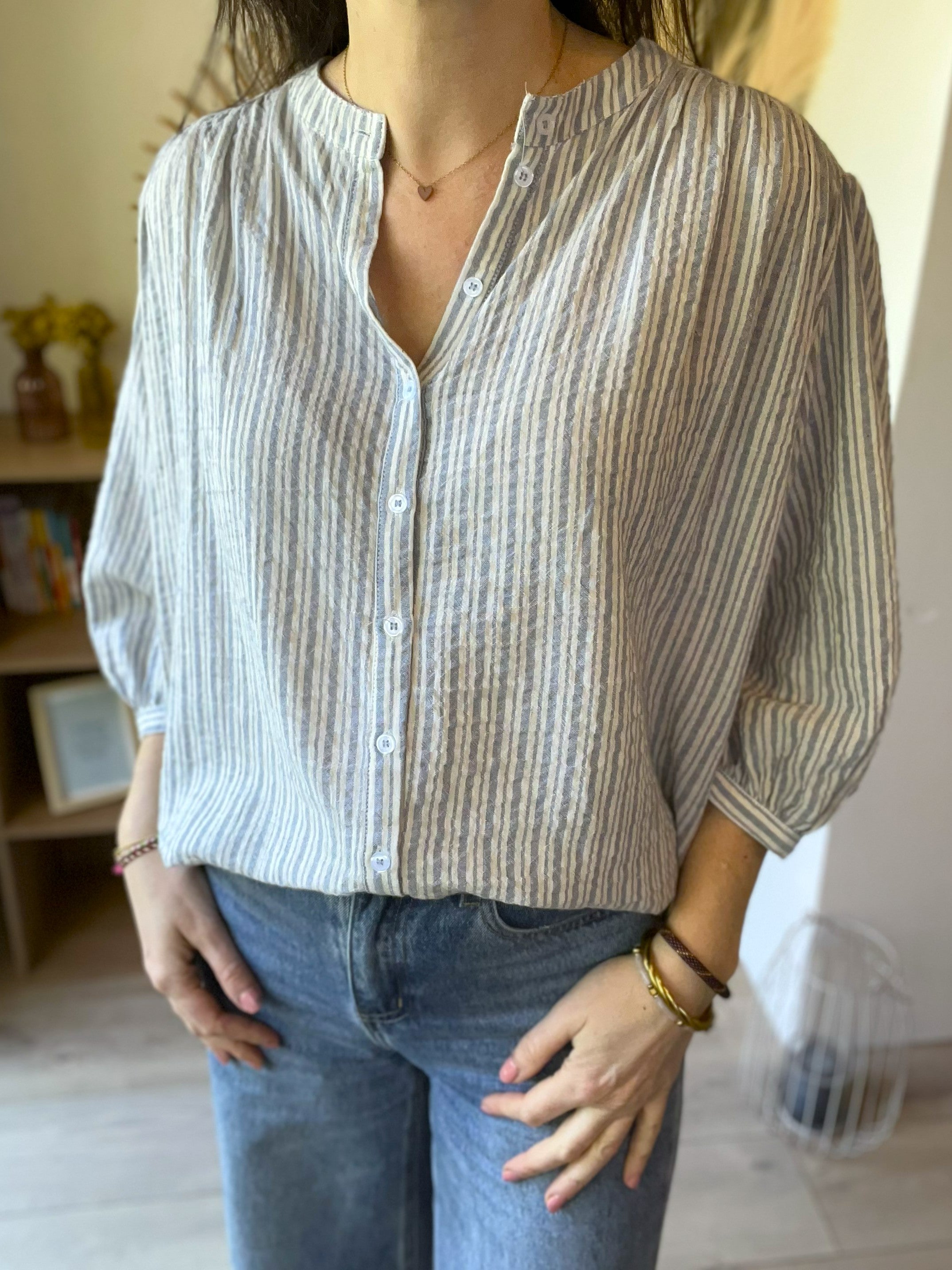 Blouse oversize rayée bleu LAURE + MAX taille M - Seconde main