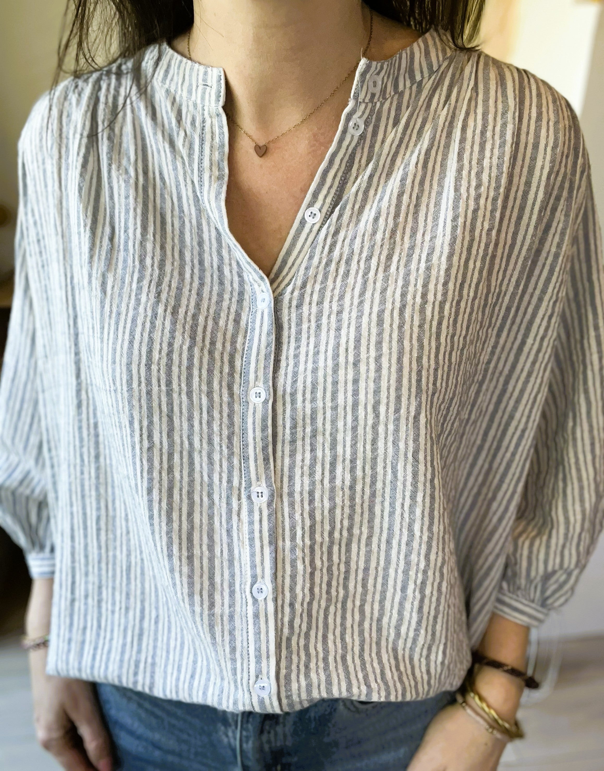 Blouse oversize rayée bleu LAURE + MAX taille M - Seconde main