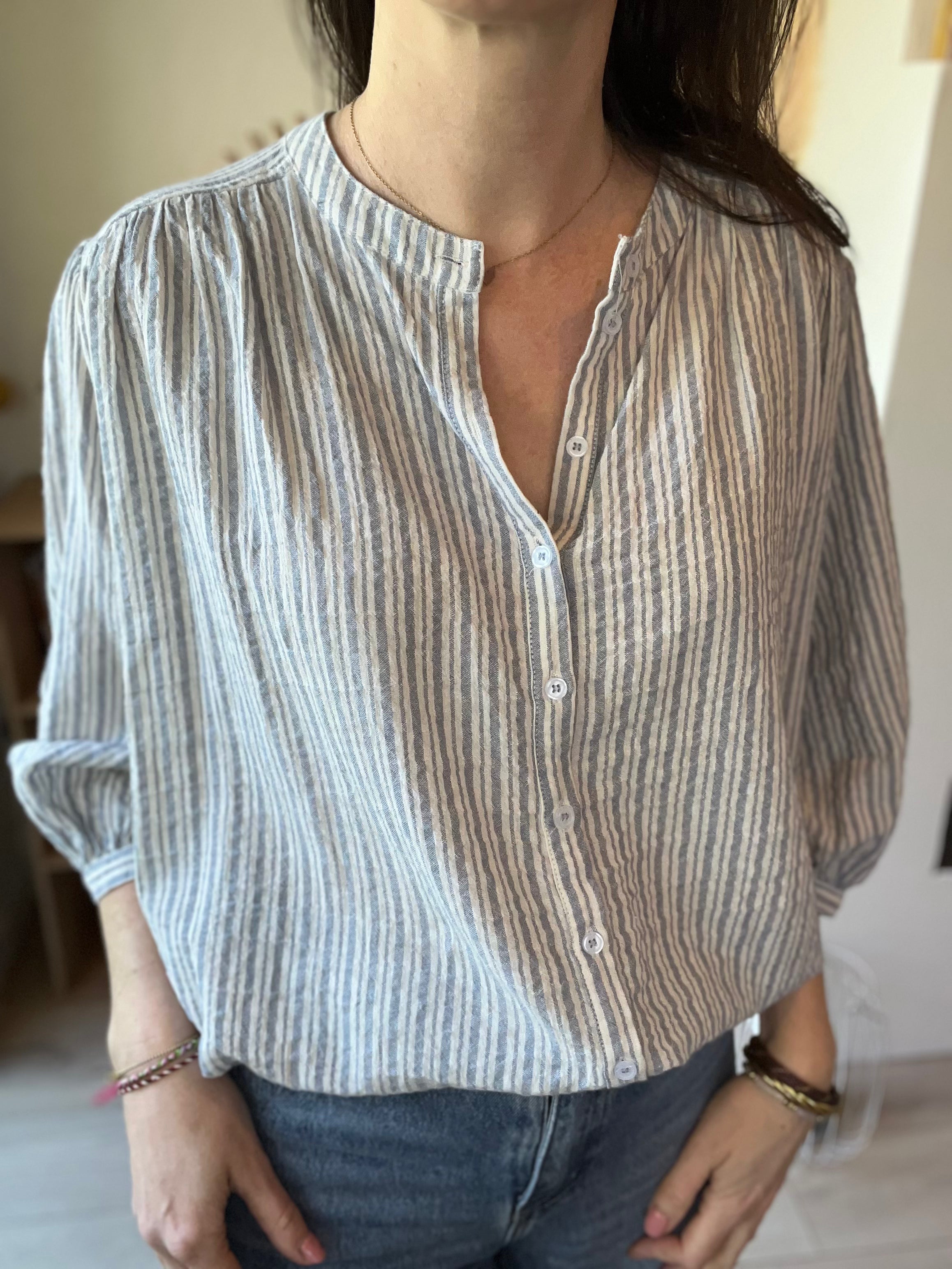 Blouse oversize rayée bleu LAURE + MAX taille M - Seconde main