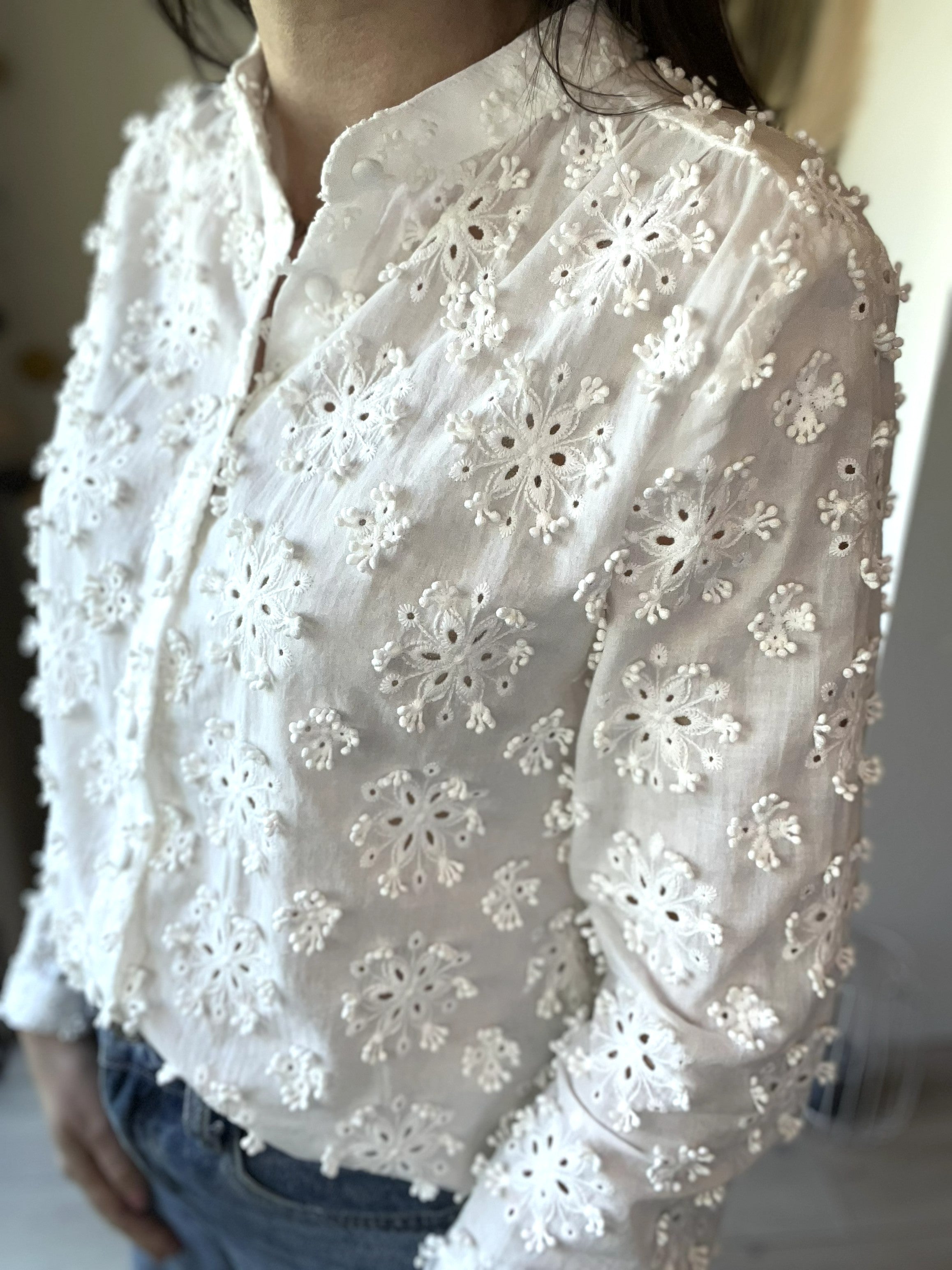 Chemise blanche brodée Lisette - Neuve