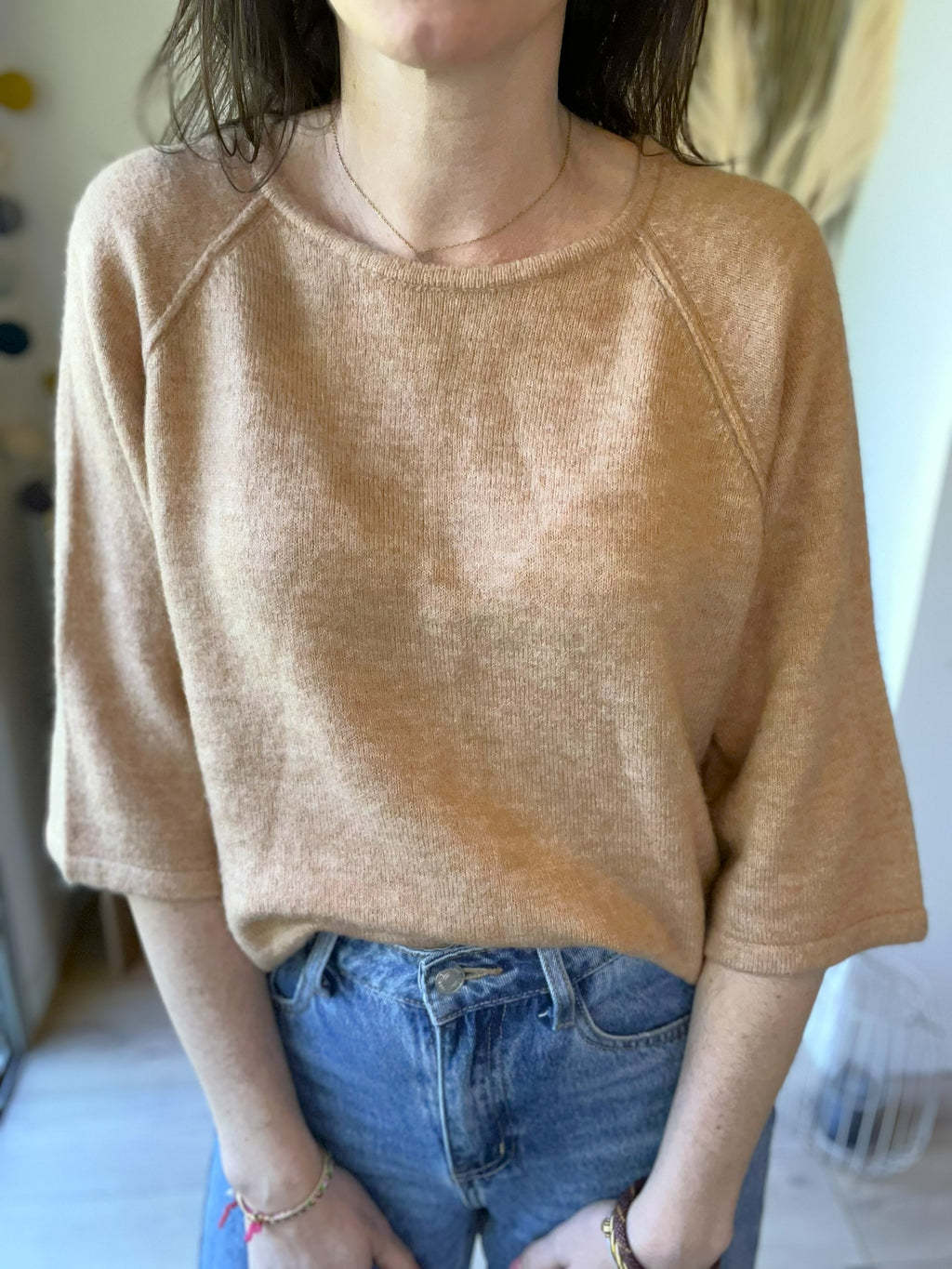 Pull manches 3/4 camel GRACE & MILA - Seconde main