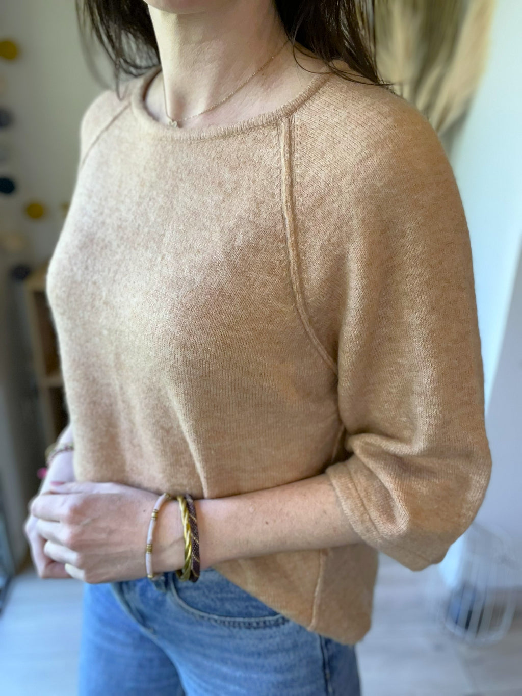 Pull manches 3/4 camel GRACE & MILA - Seconde main