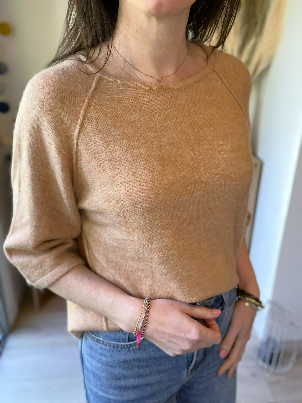 Pull manches 3/4 camel GRACE & MILA - Seconde main