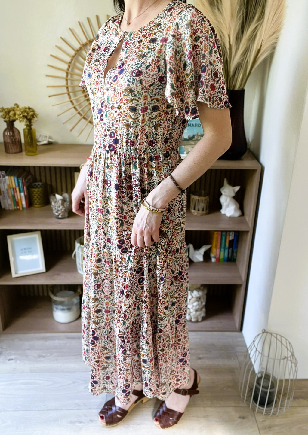 Robe longues motif floral RUE MAZARINE taille S/M - Seconde main