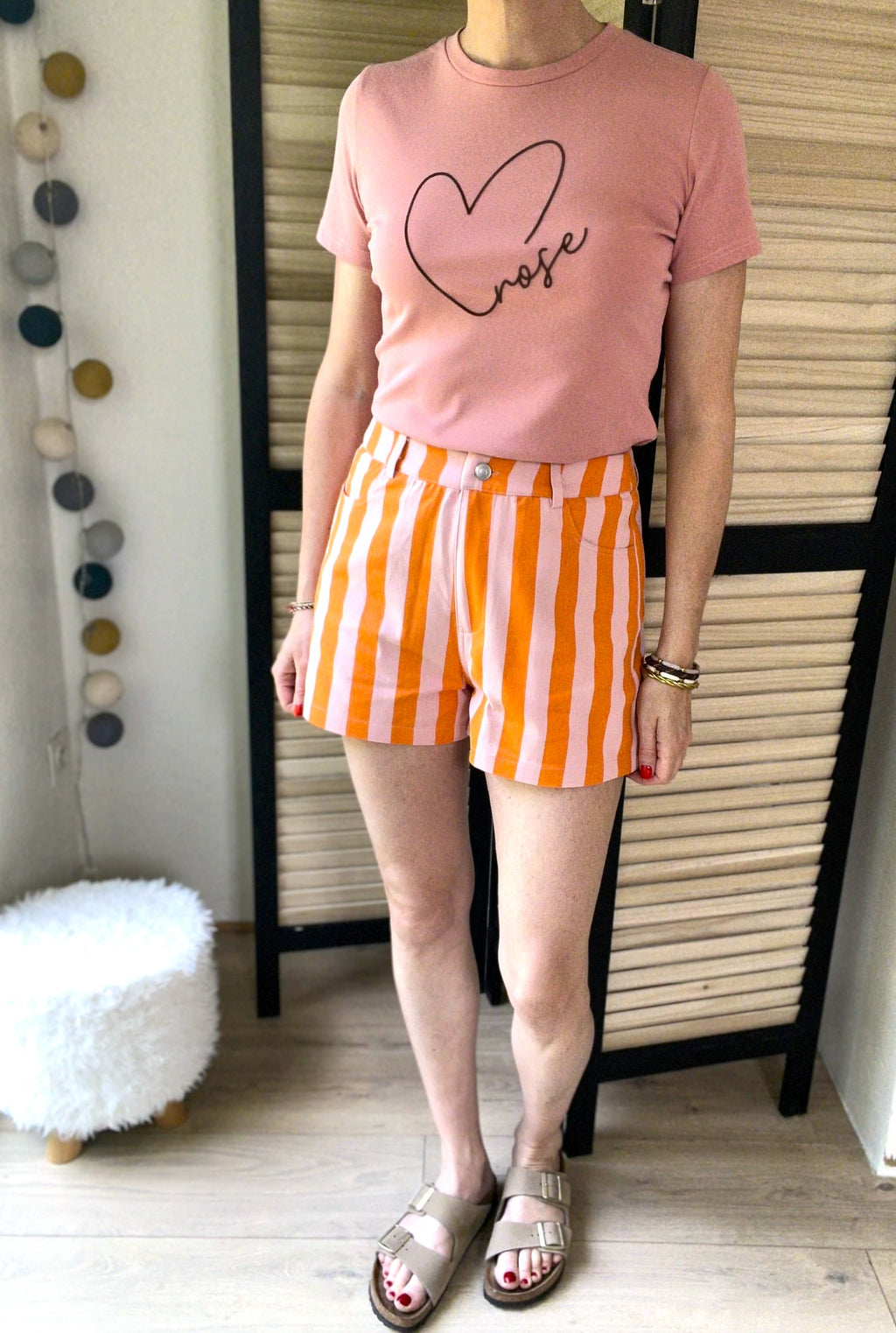 Short à rayures orange et rose Léon - Neuf