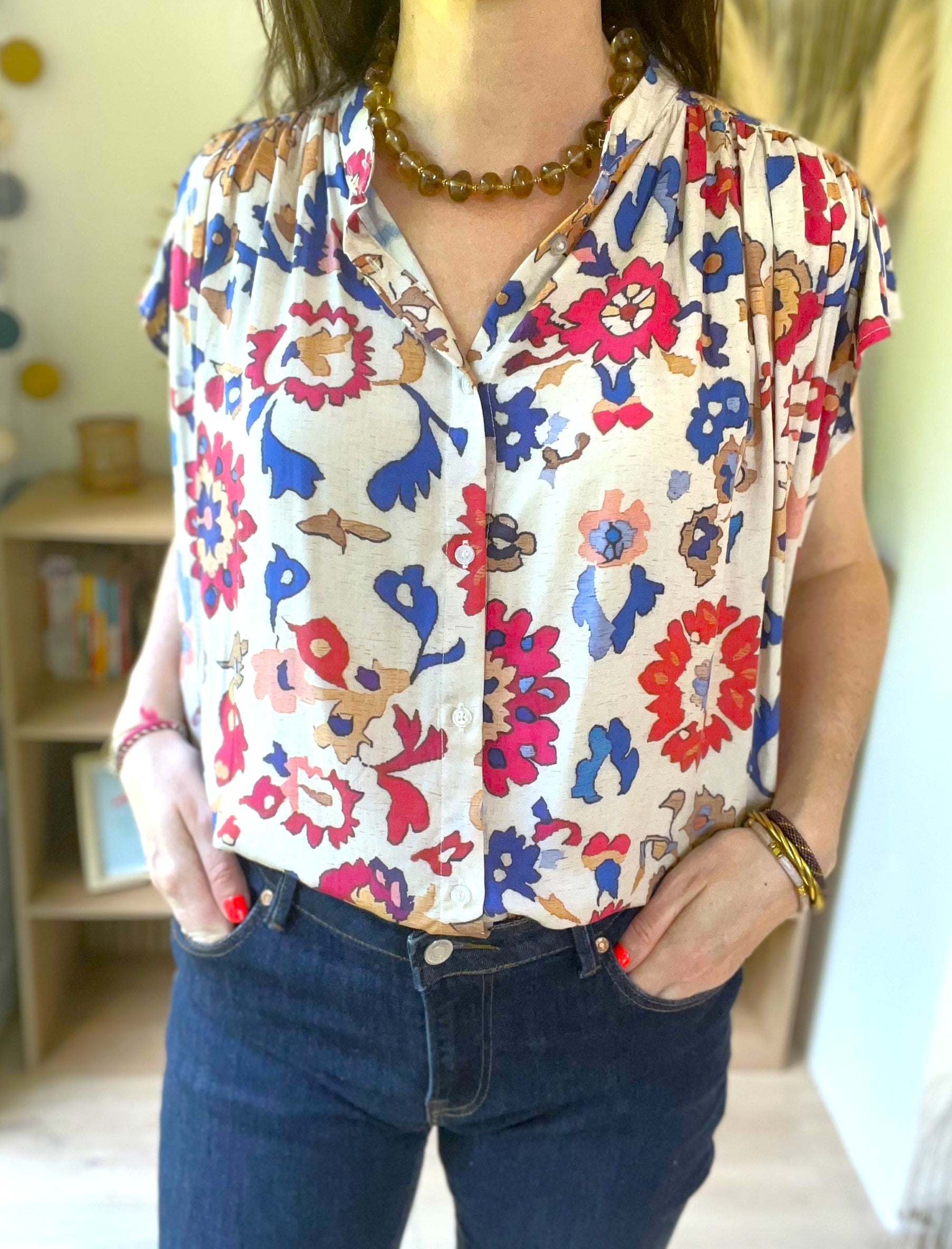 Blouse fluide et fleurie boutonnée THE KORNER - Neuve