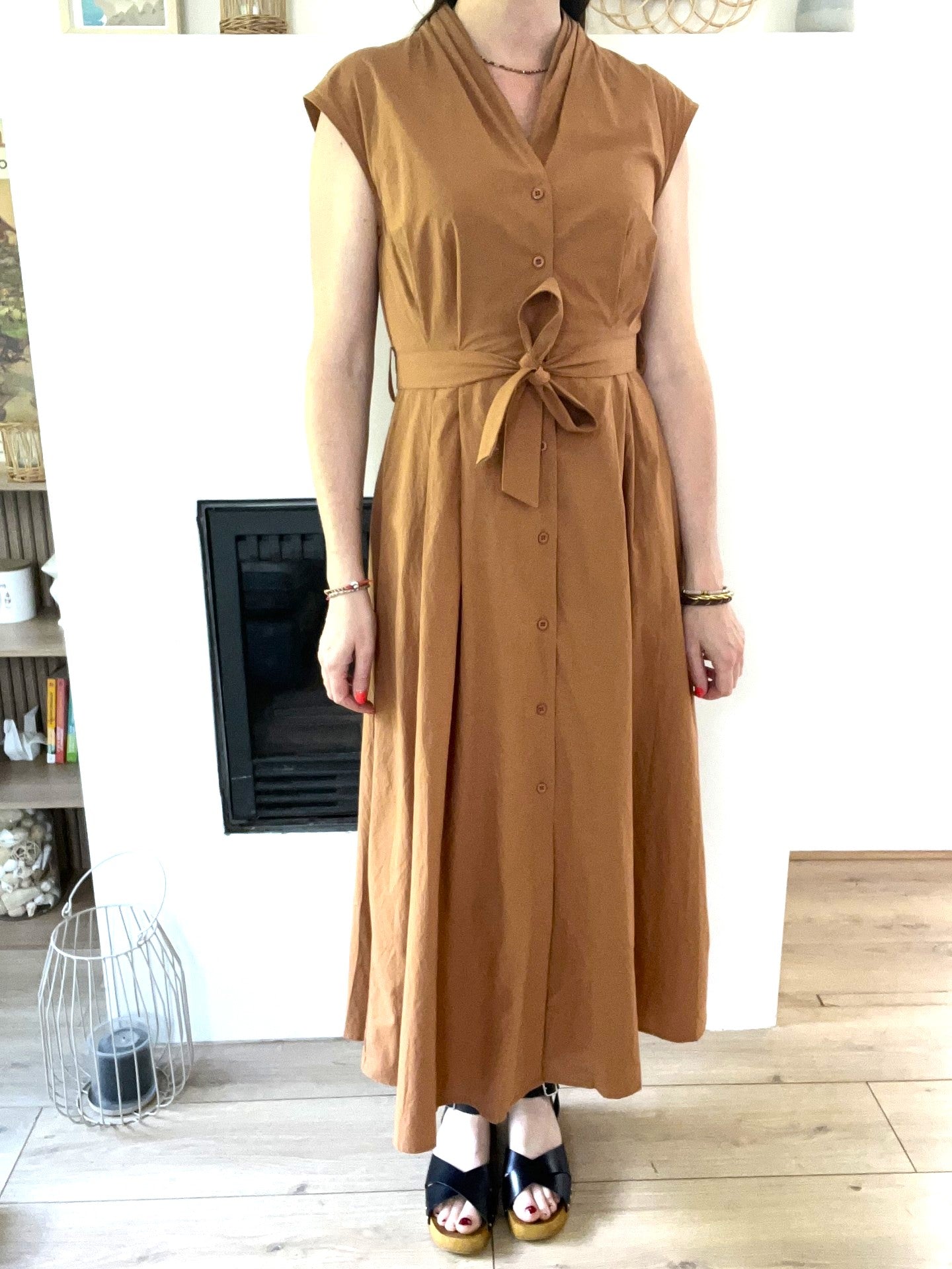 Robe longue en coton camel SEE U SOON - Neuve