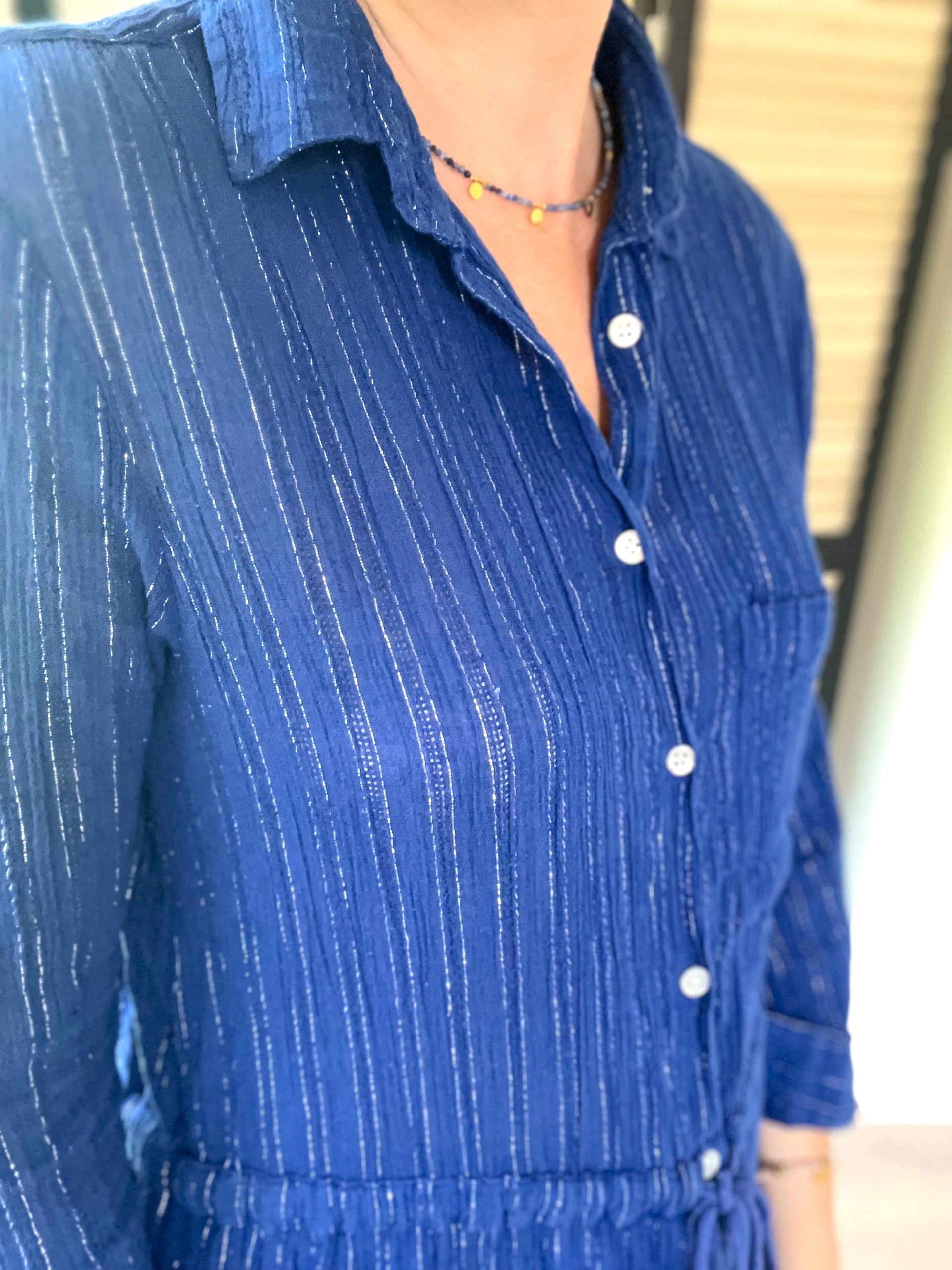 Robe chemise bleu roi - taille S - LEON & HARPER - Seconde main