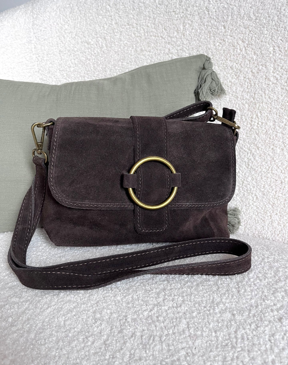 Sac bandoulière en croûte de cuir - 2 coloris – Neuf