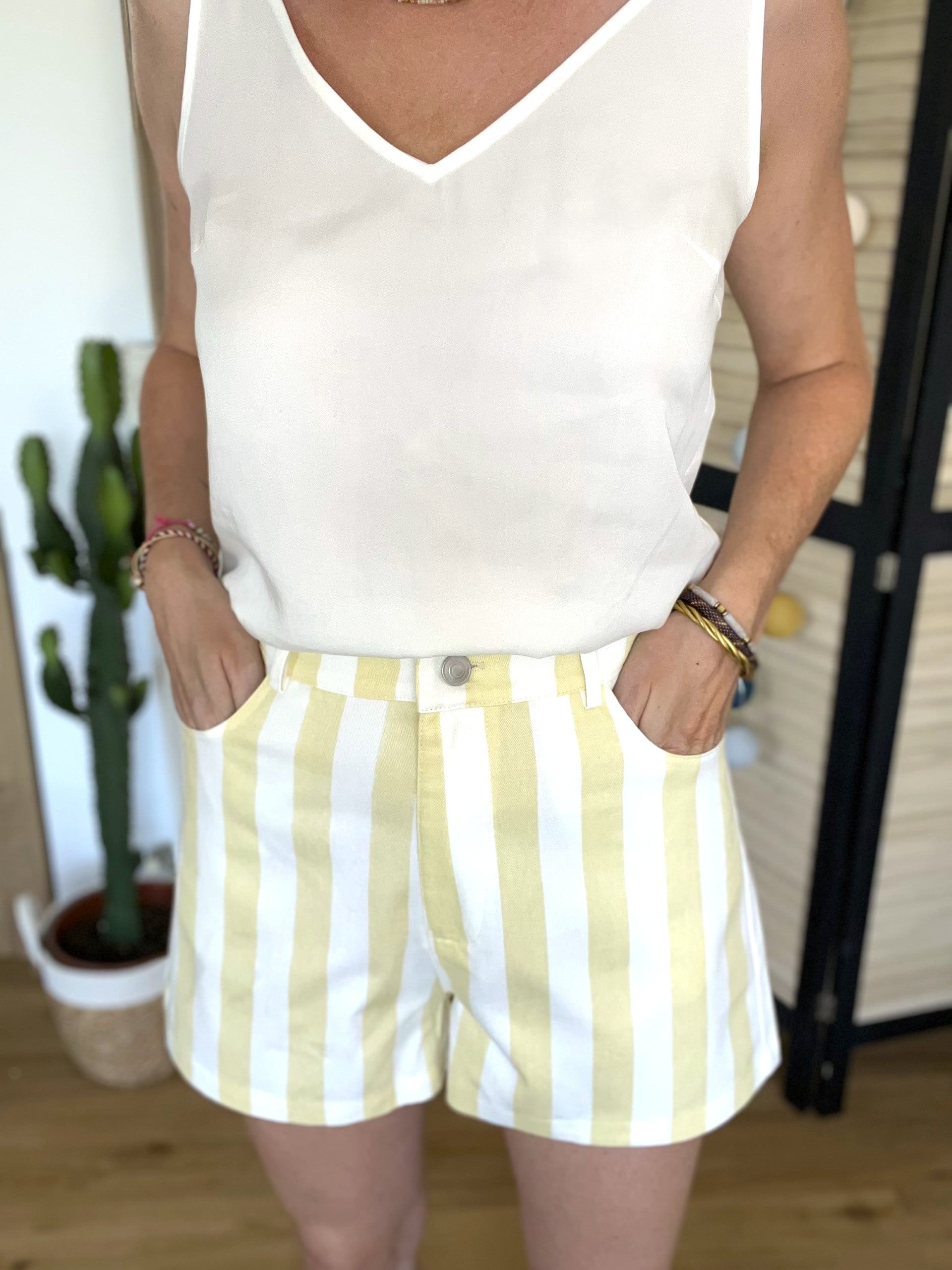 Short rayé jaune et blanc Léon - Neuf