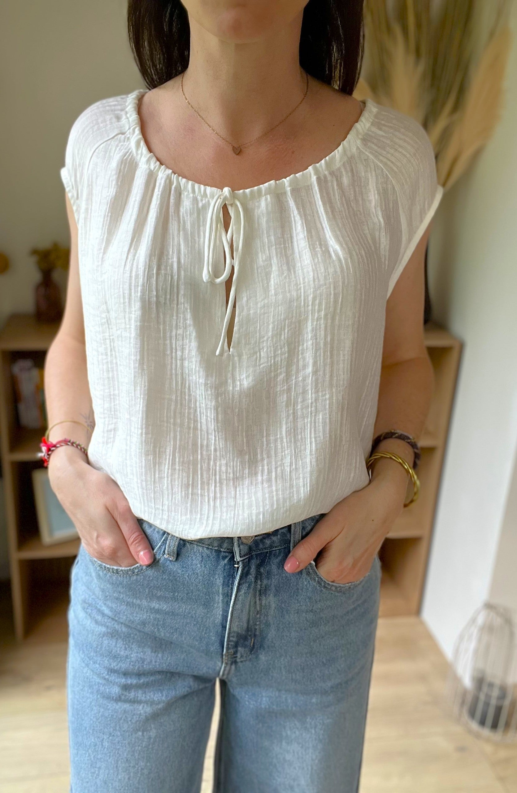 Blouse blanche manches courtes FRNCH - Seconde main