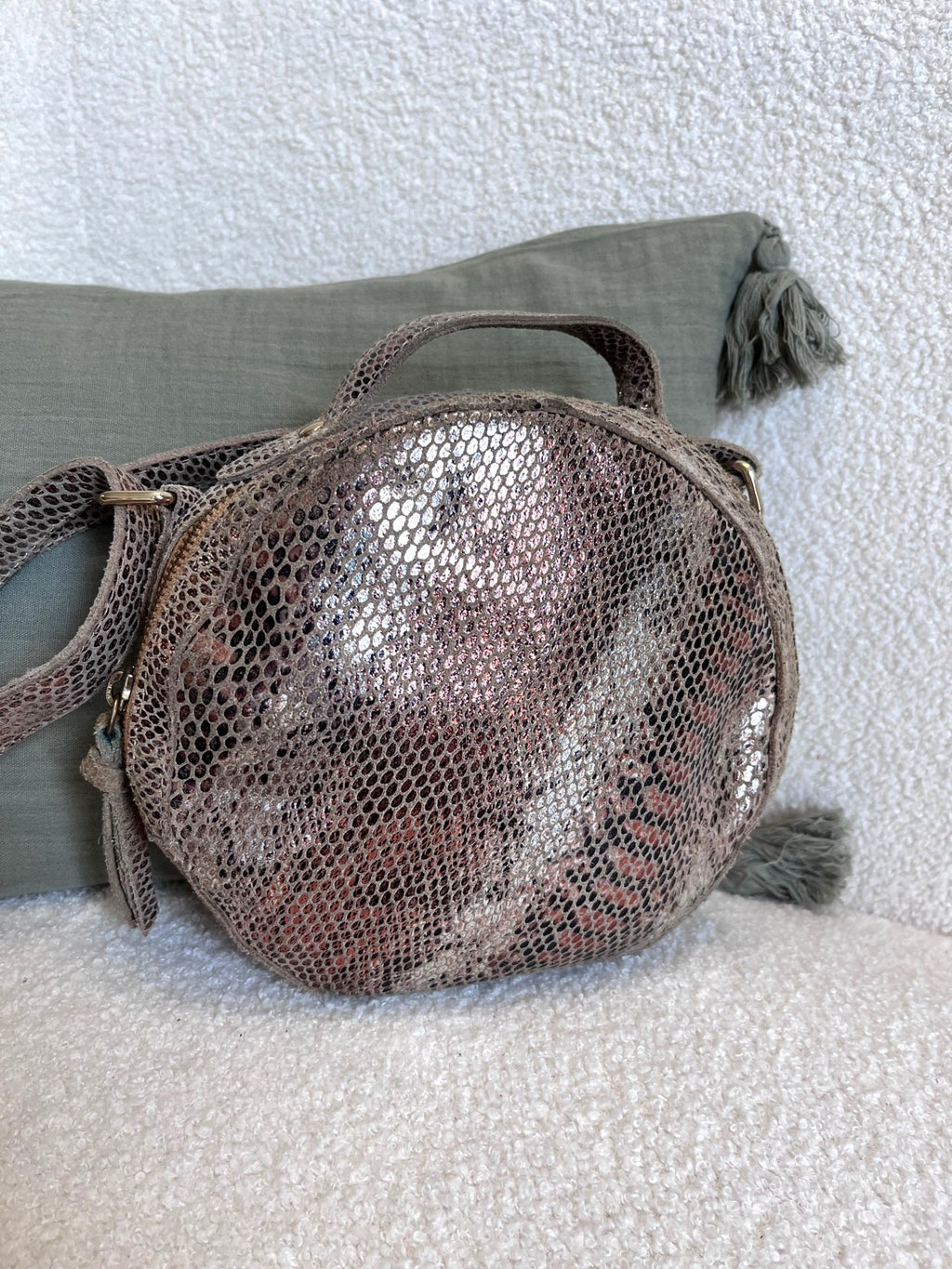 Sac rond en cuir effet python PIECES – Seconde main