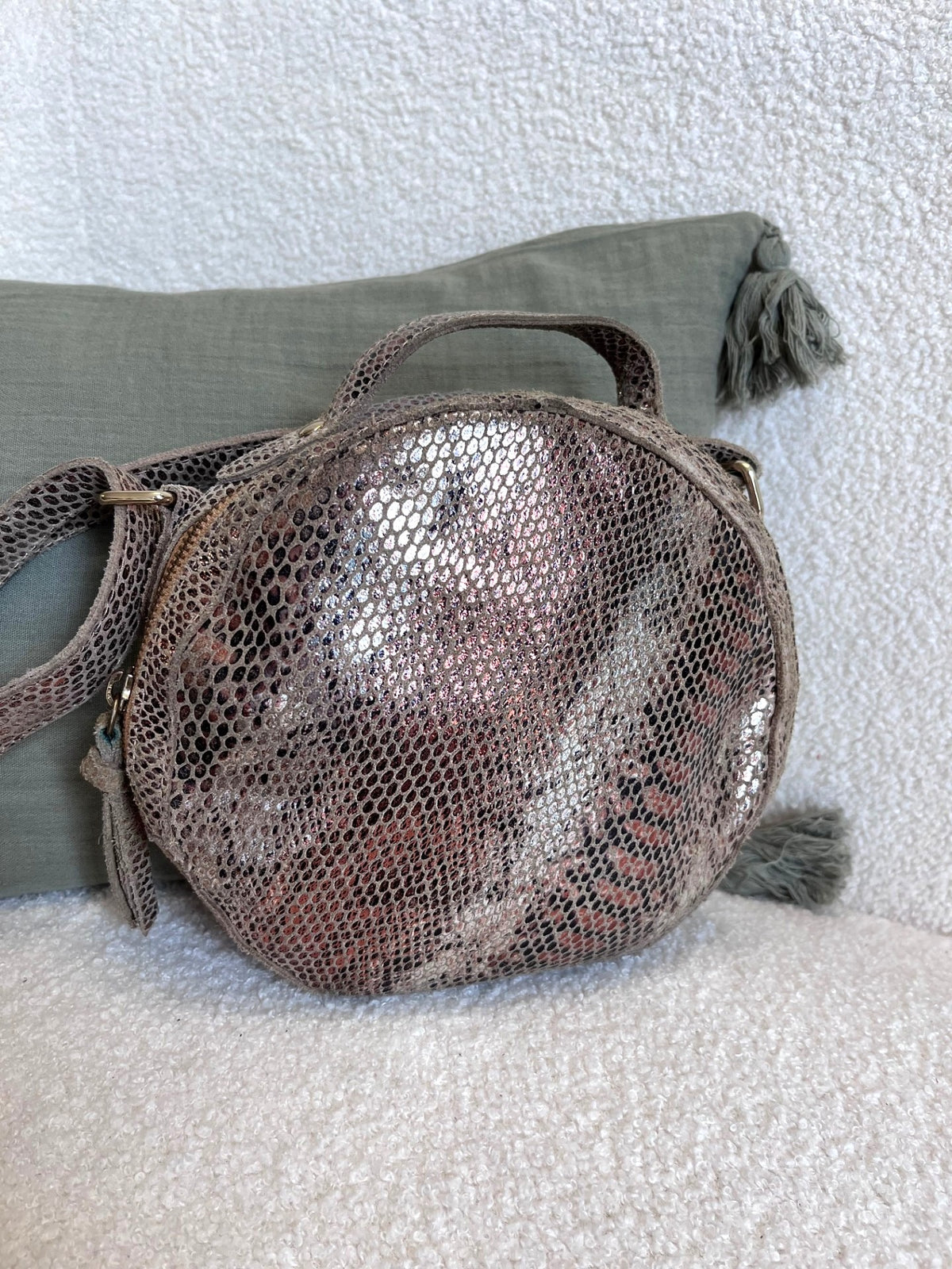 Sac rond en cuir effet python PIECES – Seconde main