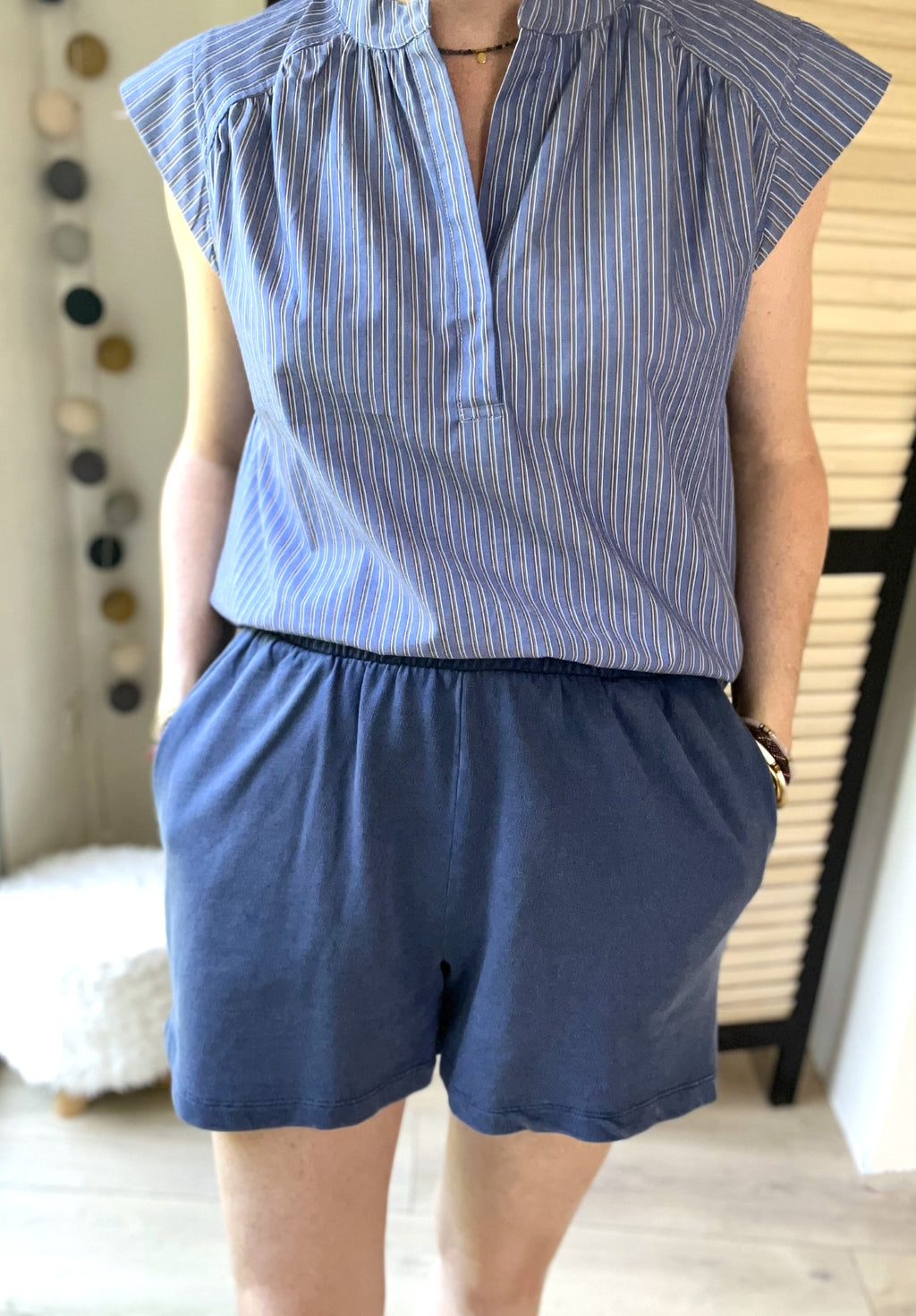 Short en coton bleu marine - taille M - PIECES - Seconde main