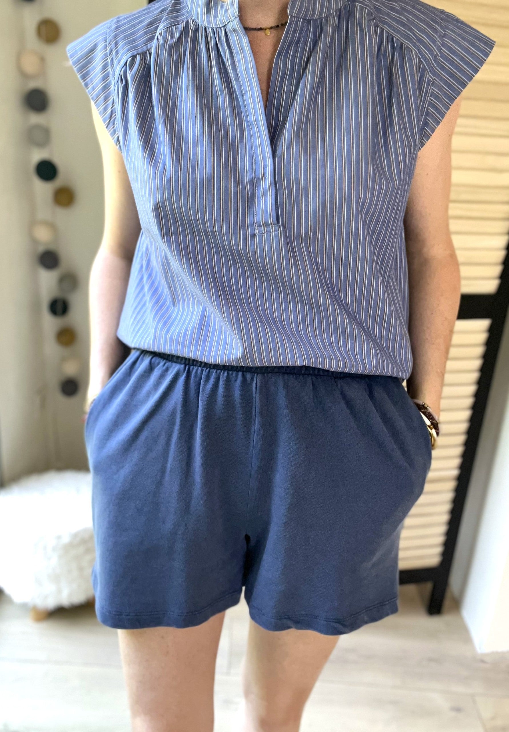 Short en coton bleu marine - taille M - PIECES - Seconde main