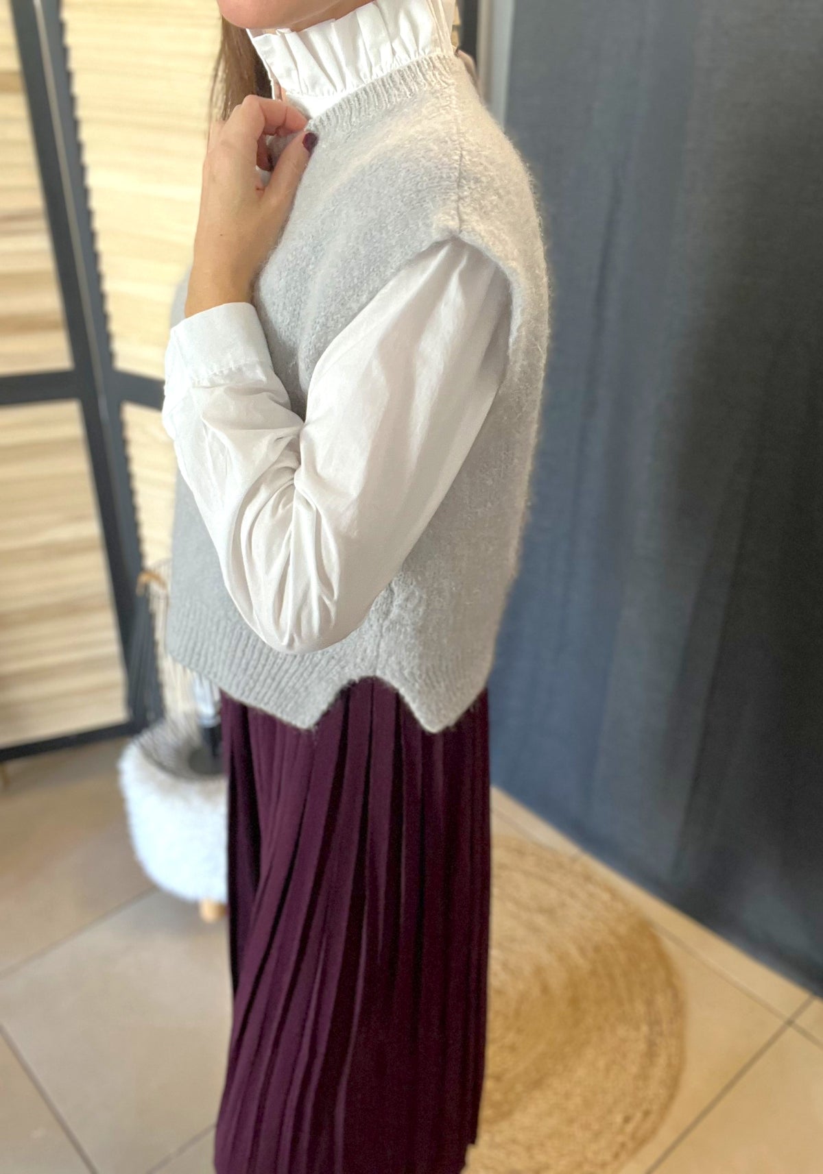 Pull sans manche gris perle MAELYS – Seconde main