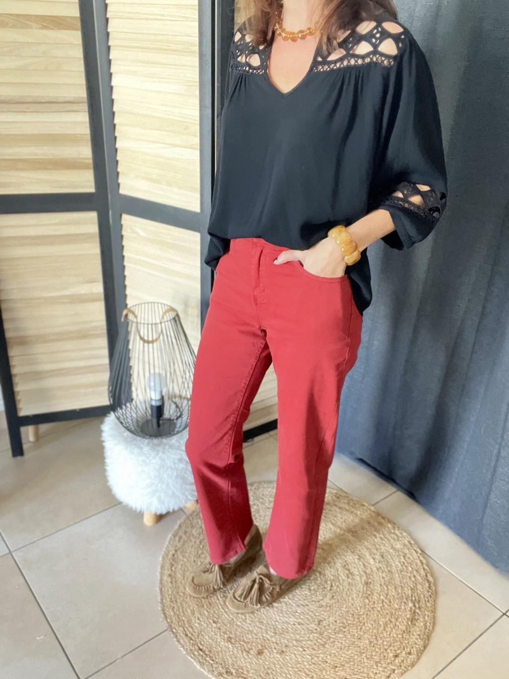 Pantalon droit brique MAISON ONADO – Neuf