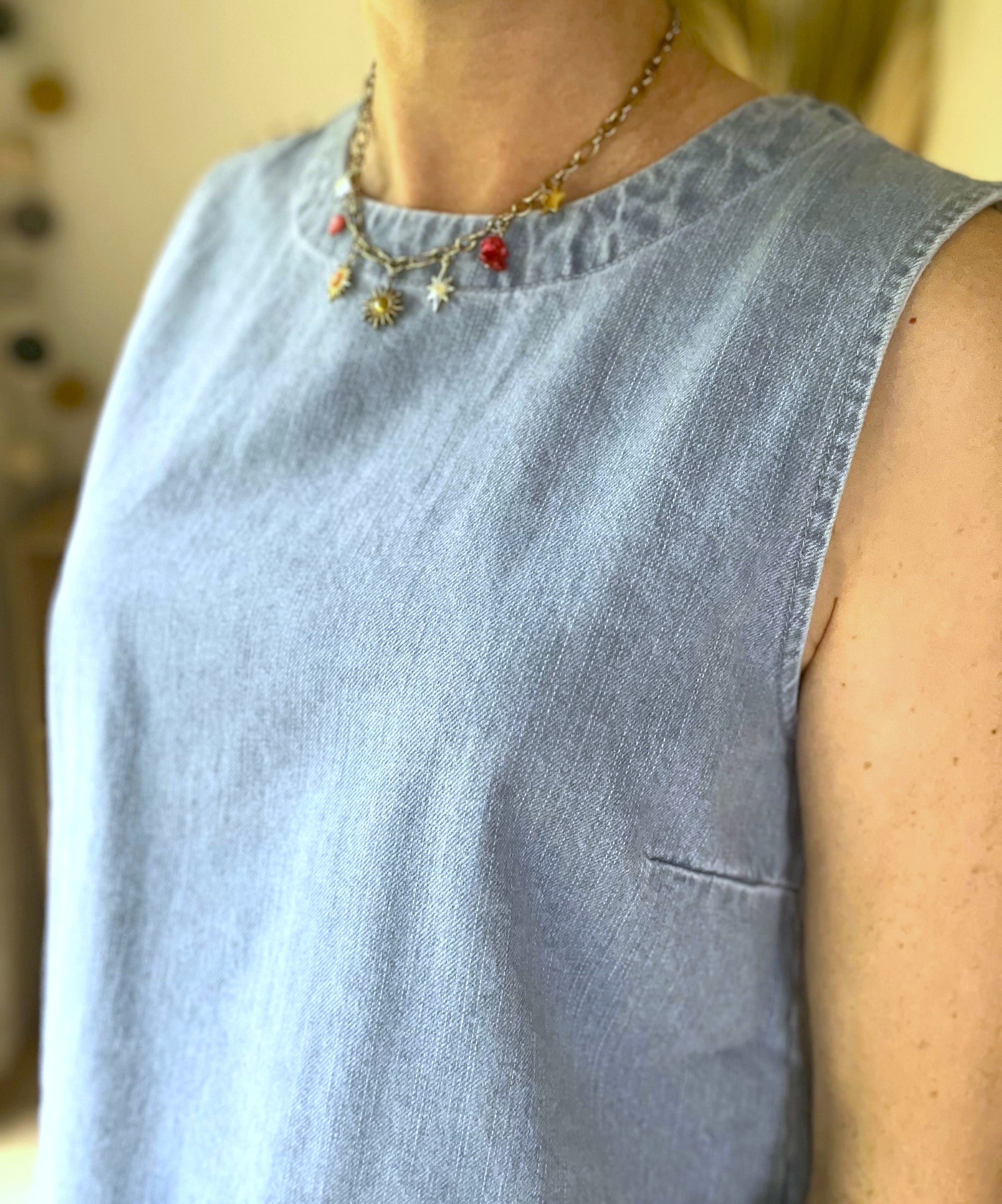 Top en denim liens à nouer Zoé - Neuf