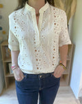 Blouse broderie anglaise ecru oversize SEE U SOON - Neuve