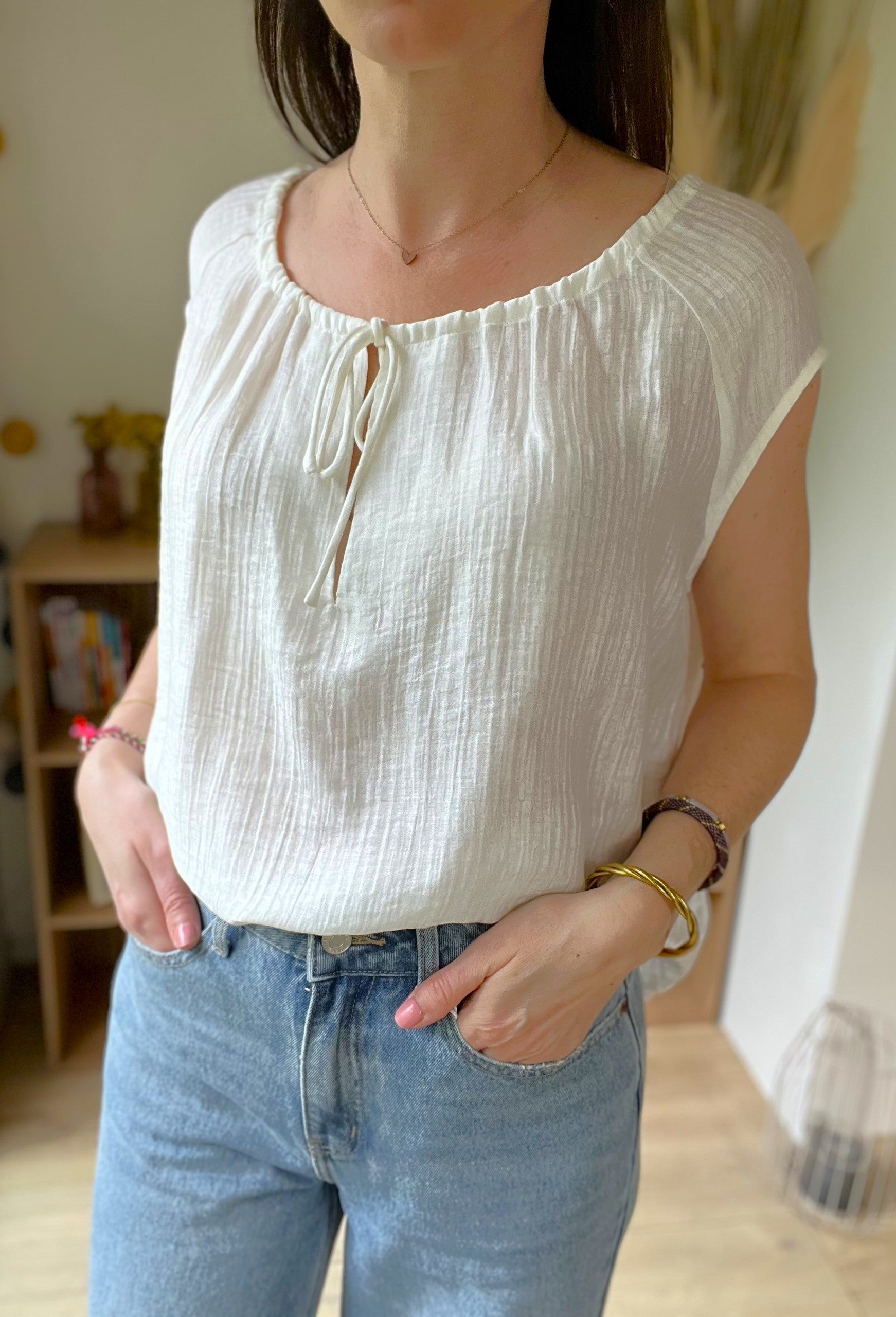 Blouse blanche manches courtes FRNCH - Seconde main