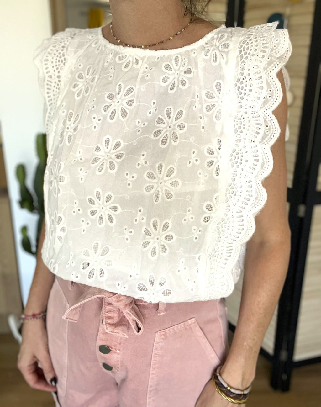 Blouse blanche brodée SEE U SOON - Neuve